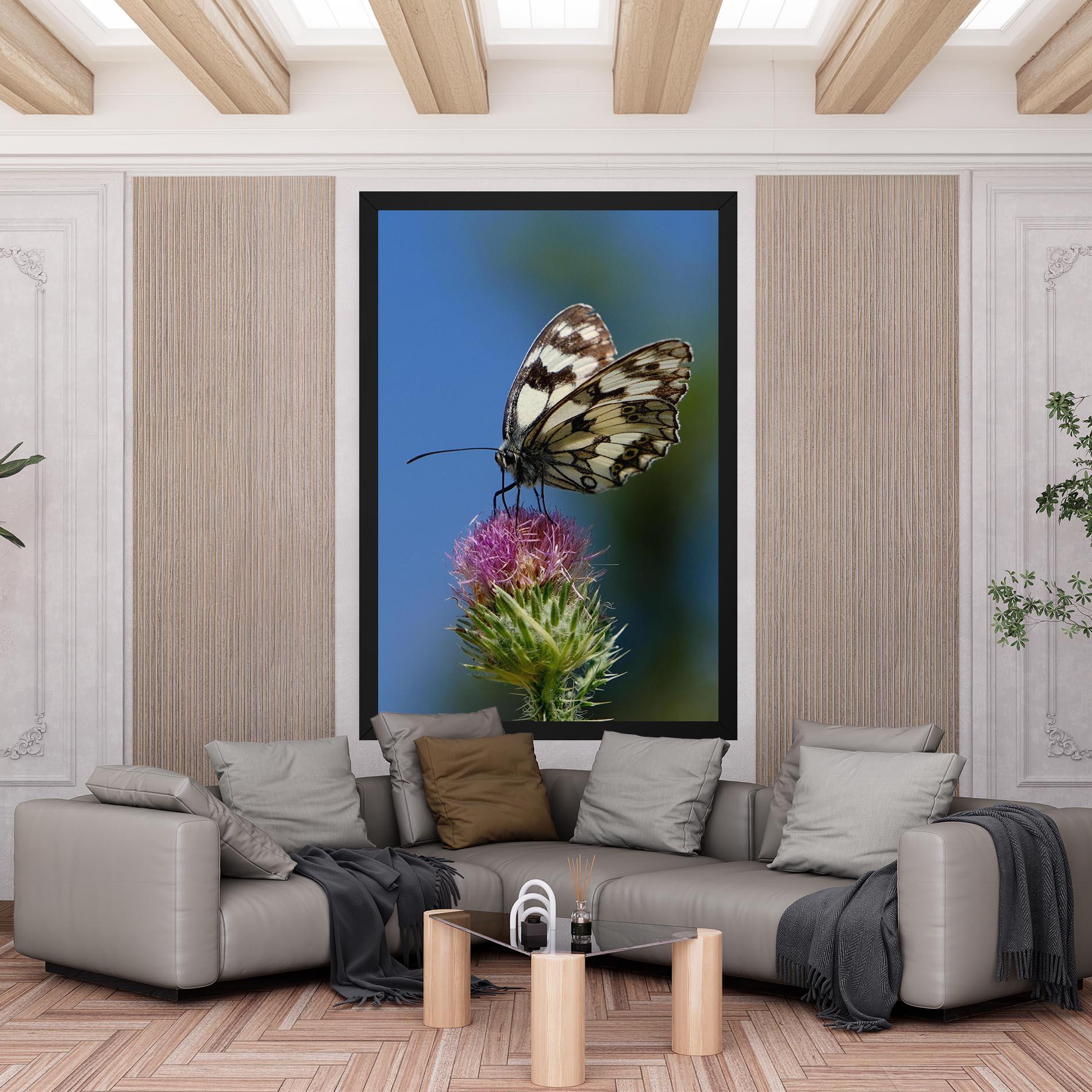 Leinwandbild Grey White Butterfly mockup 6