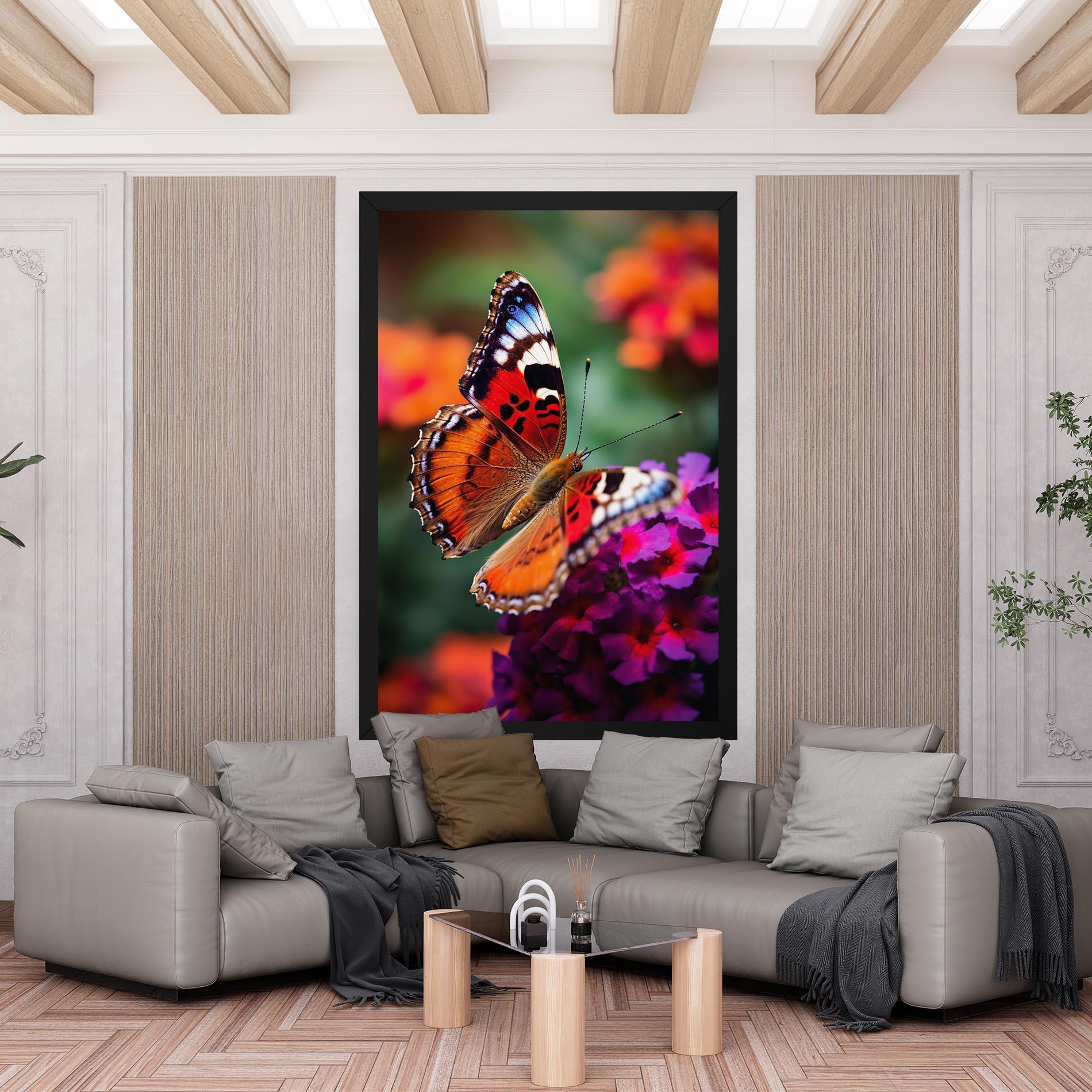 Leinwandbild Red Blue Butterfly mockup 6