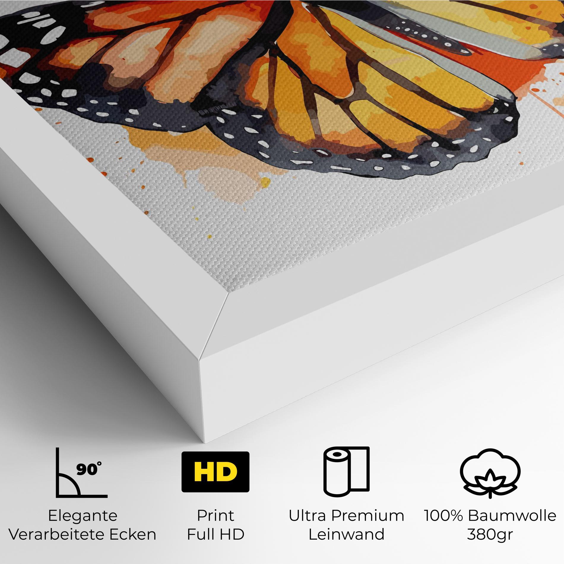 Leinwandbild Orange Watercolor Butterfly mockup 4