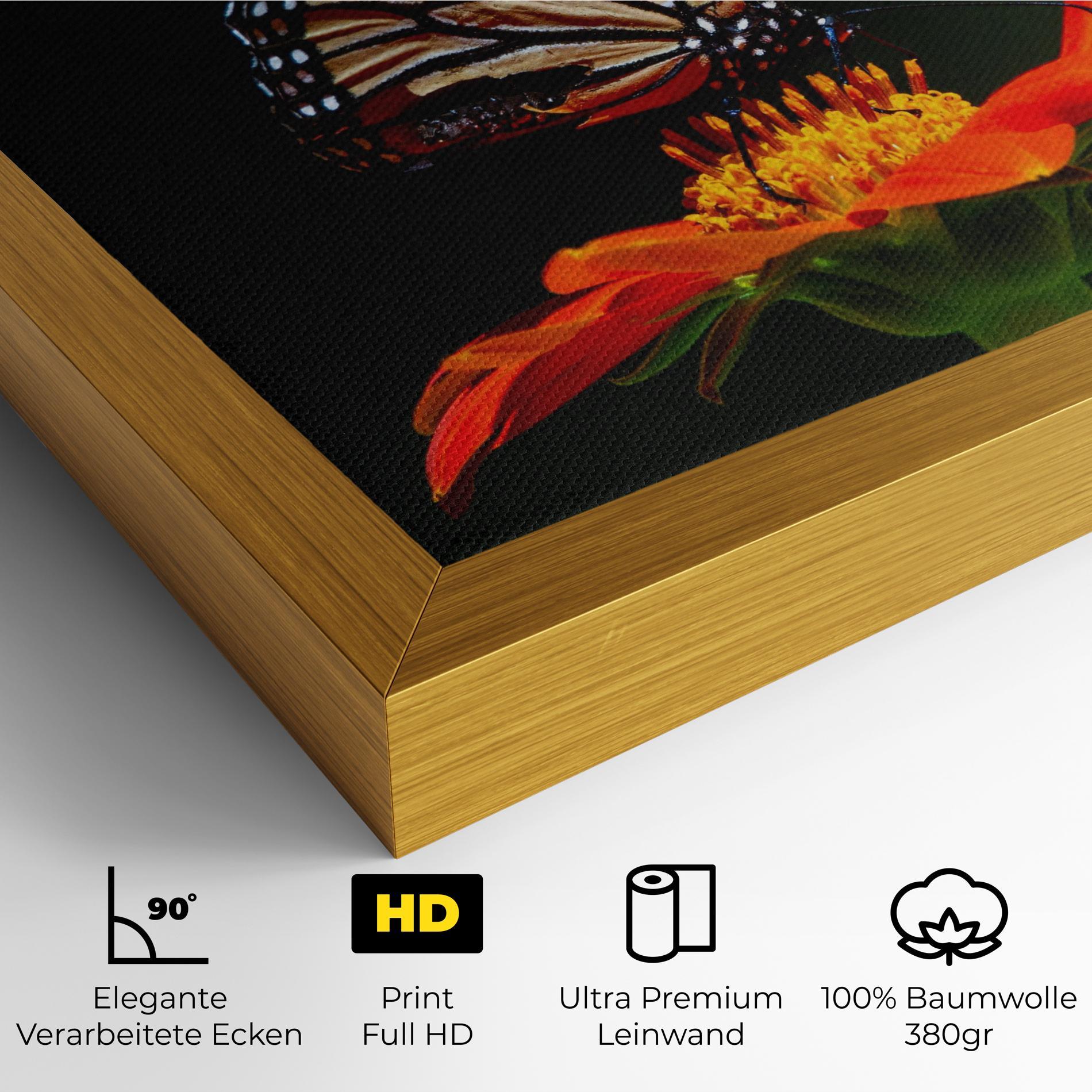 Leinwandbild Dark Orange Butterfy mockup 4