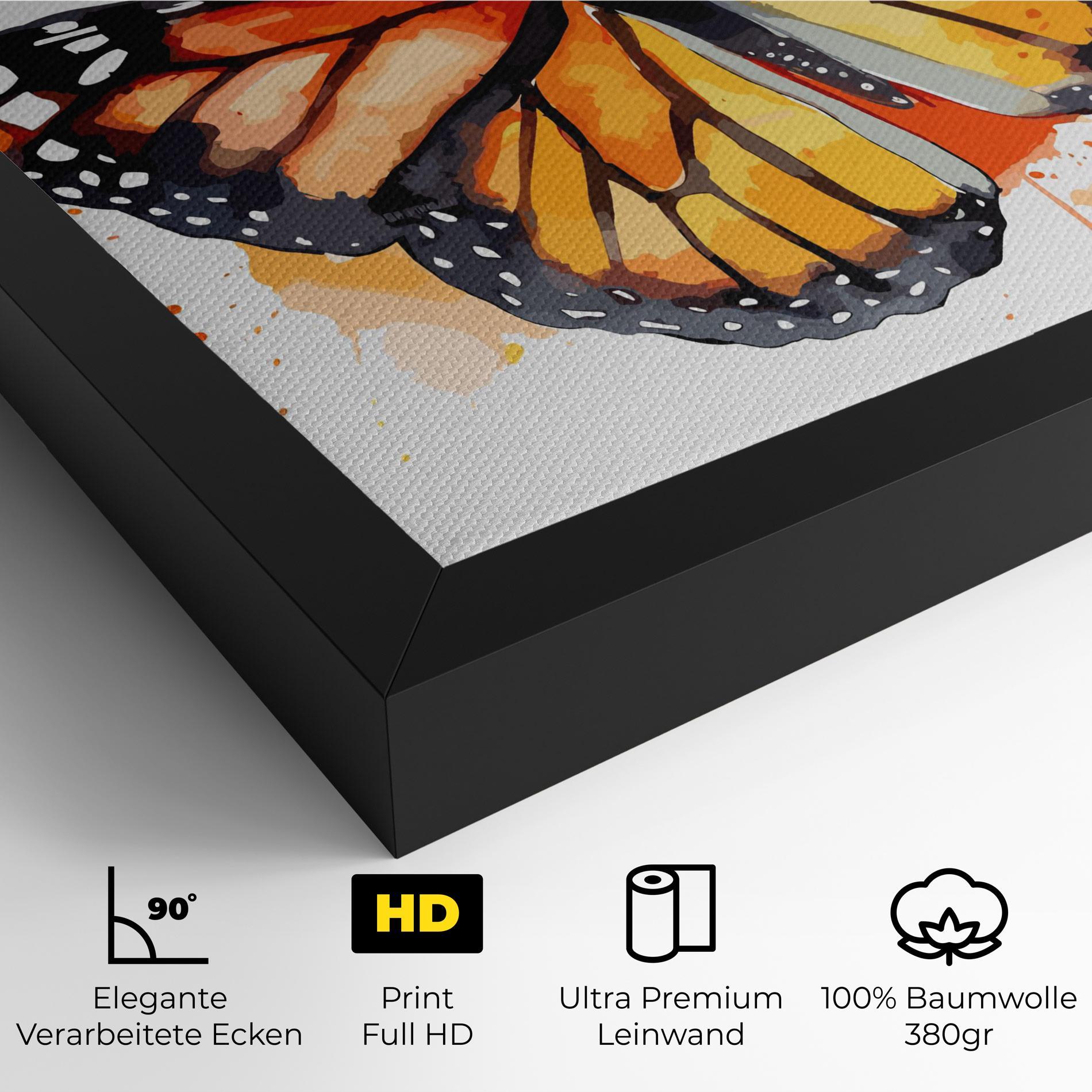 Leinwandbild Orange Watercolor Butterfly mockup 4
