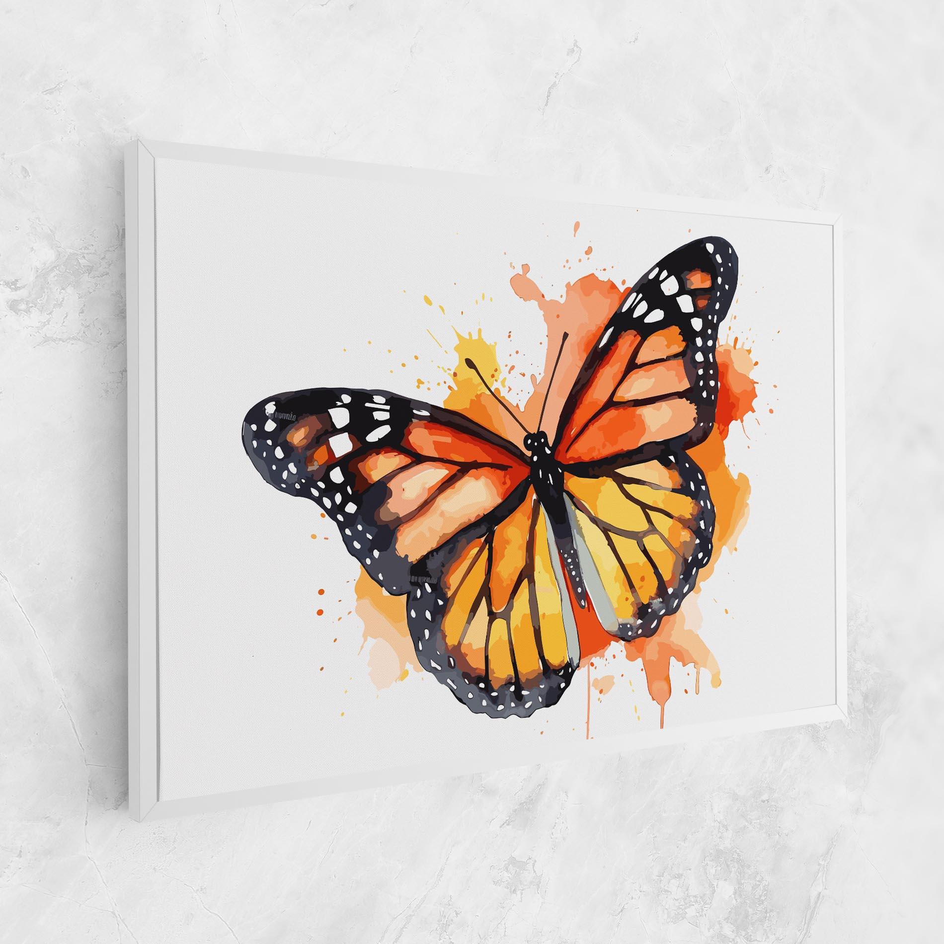 Leinwandbild Orange Watercolor Butterfly mockup 1