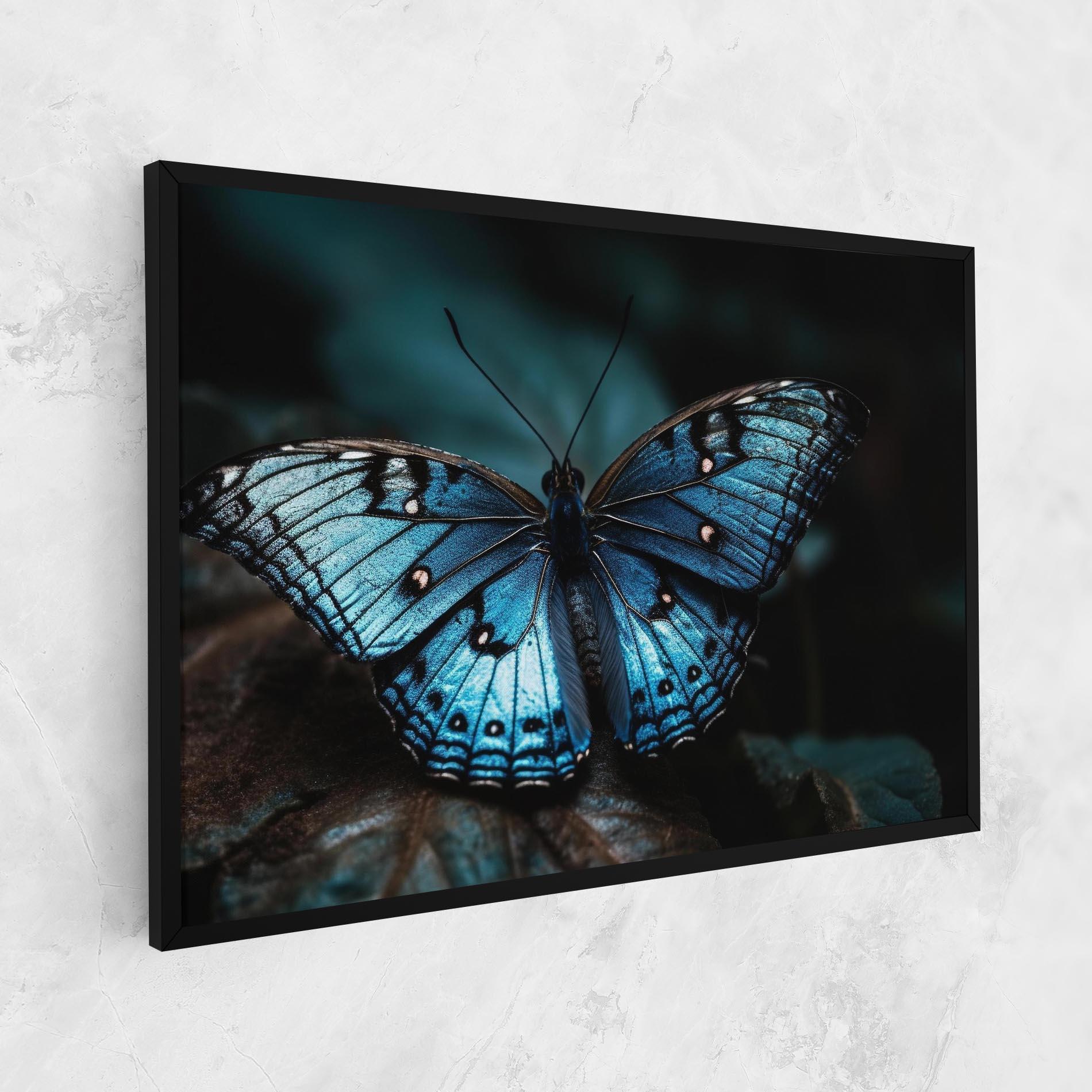 Leinwandbild Dark Blue Buterfly mockup 1