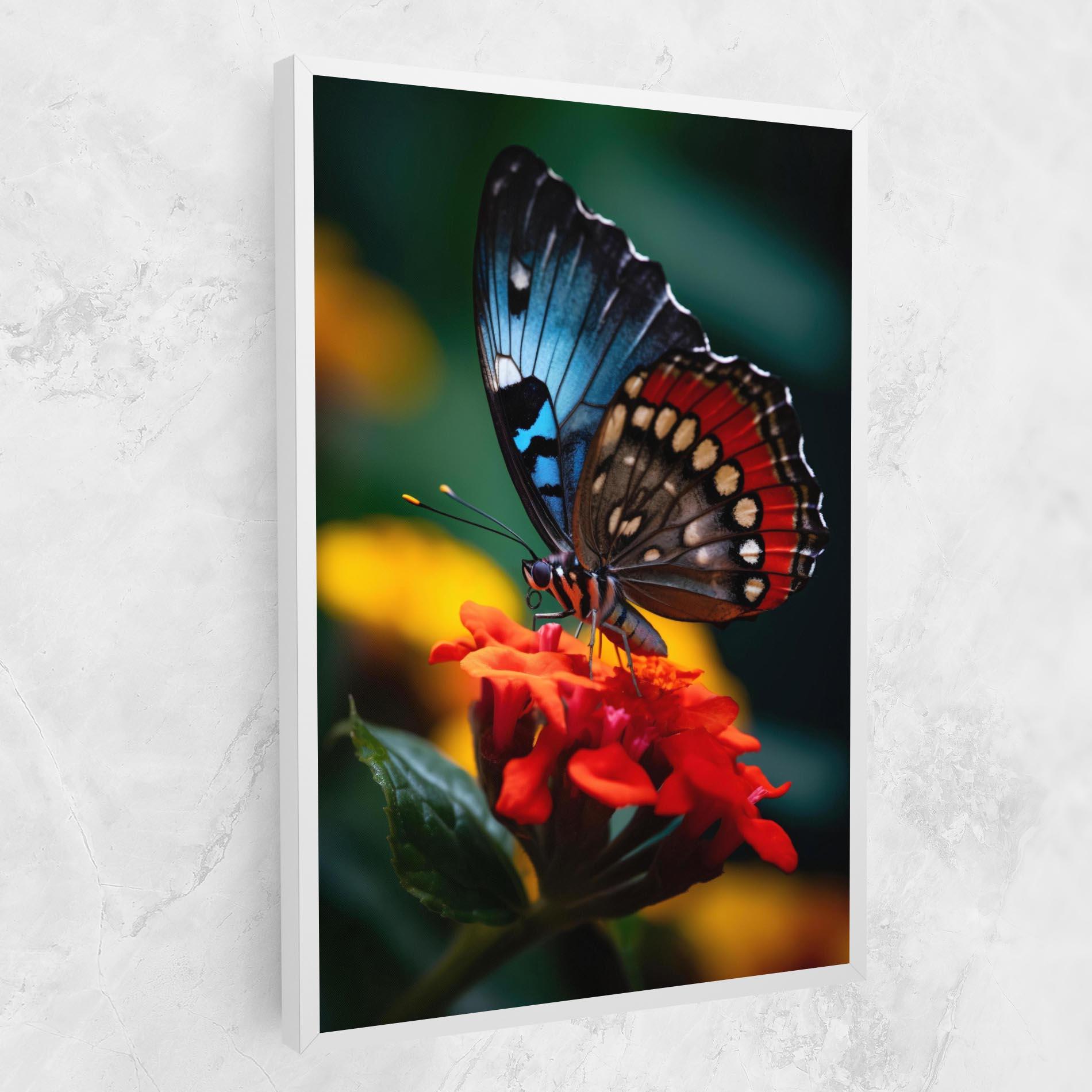 Leinwandbild Blue Red Butterfly mockup 1