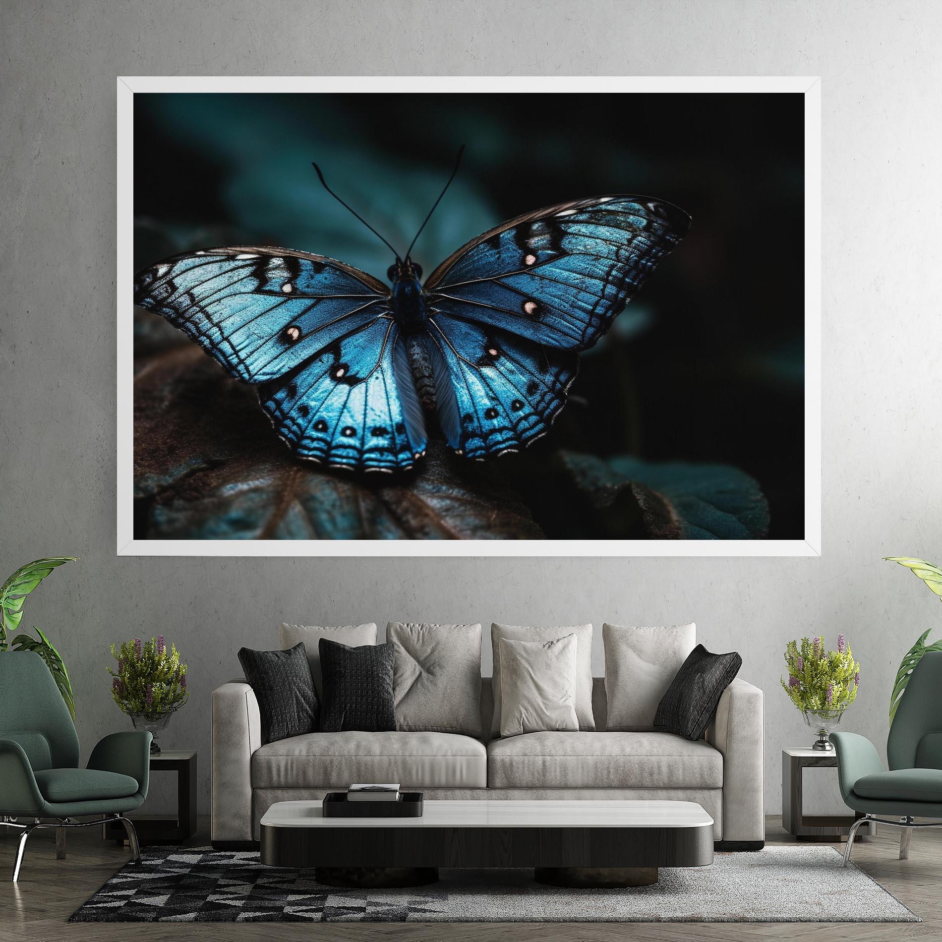 Leinwandbild Dark Blue Buterfly mockup 7