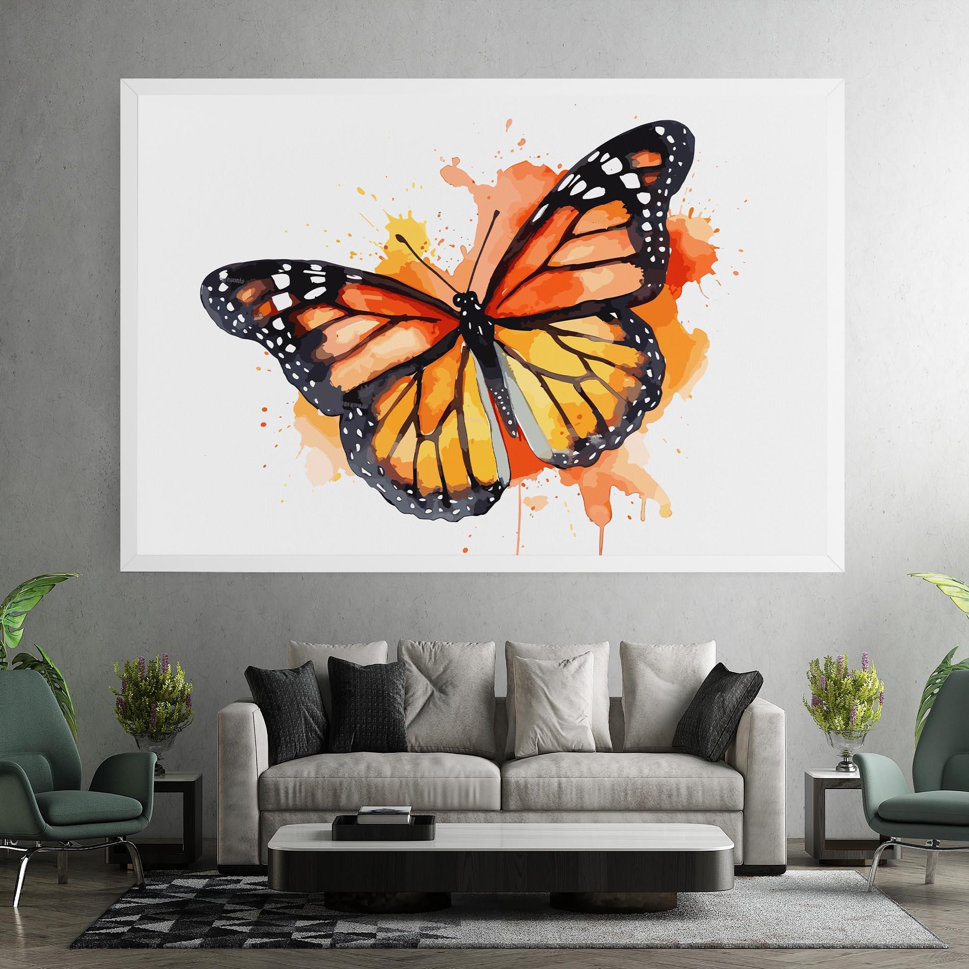 Leinwandbild Orange Watercolor Butterfly mockup 7