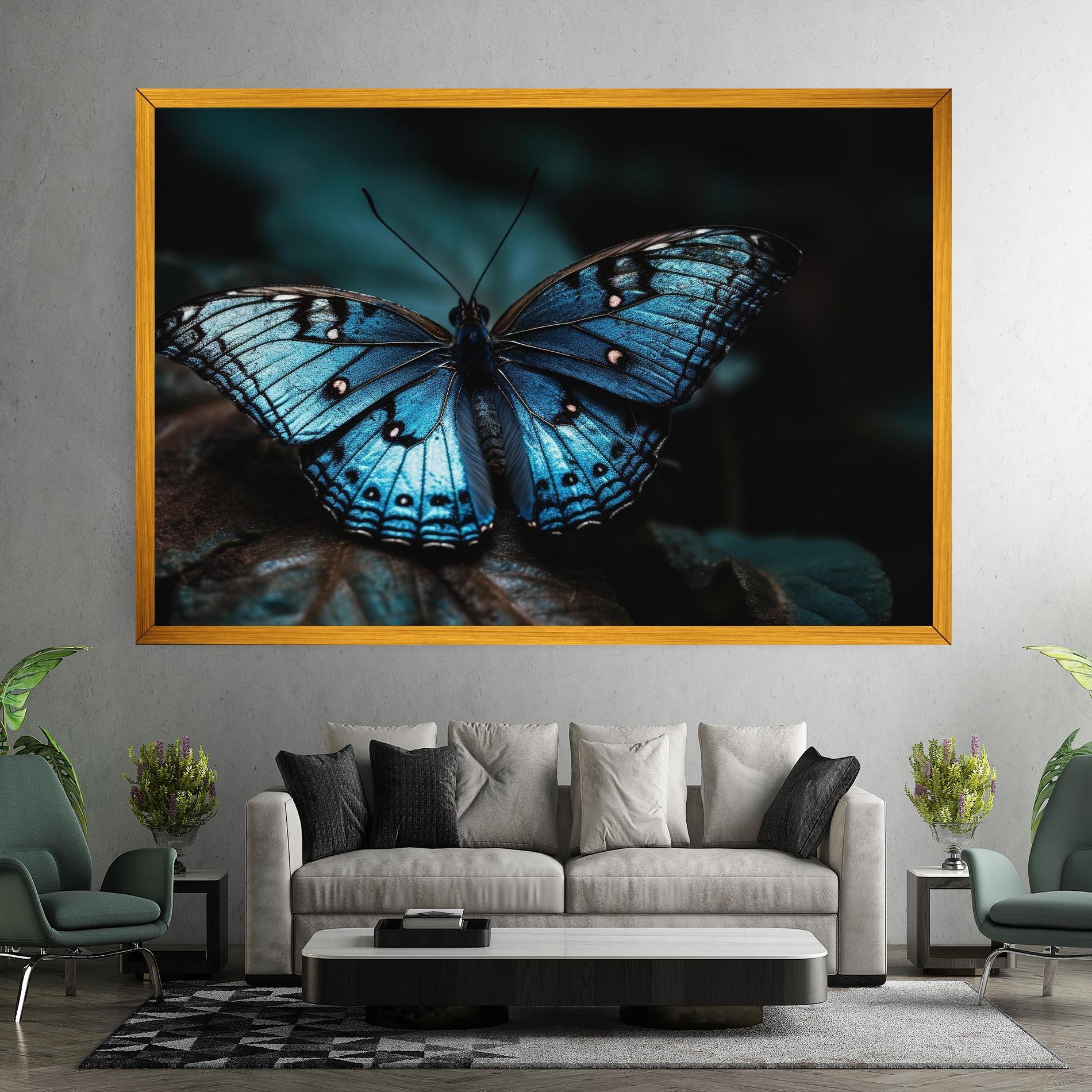 Leinwandbild Dark Blue Buterfly mockup 7