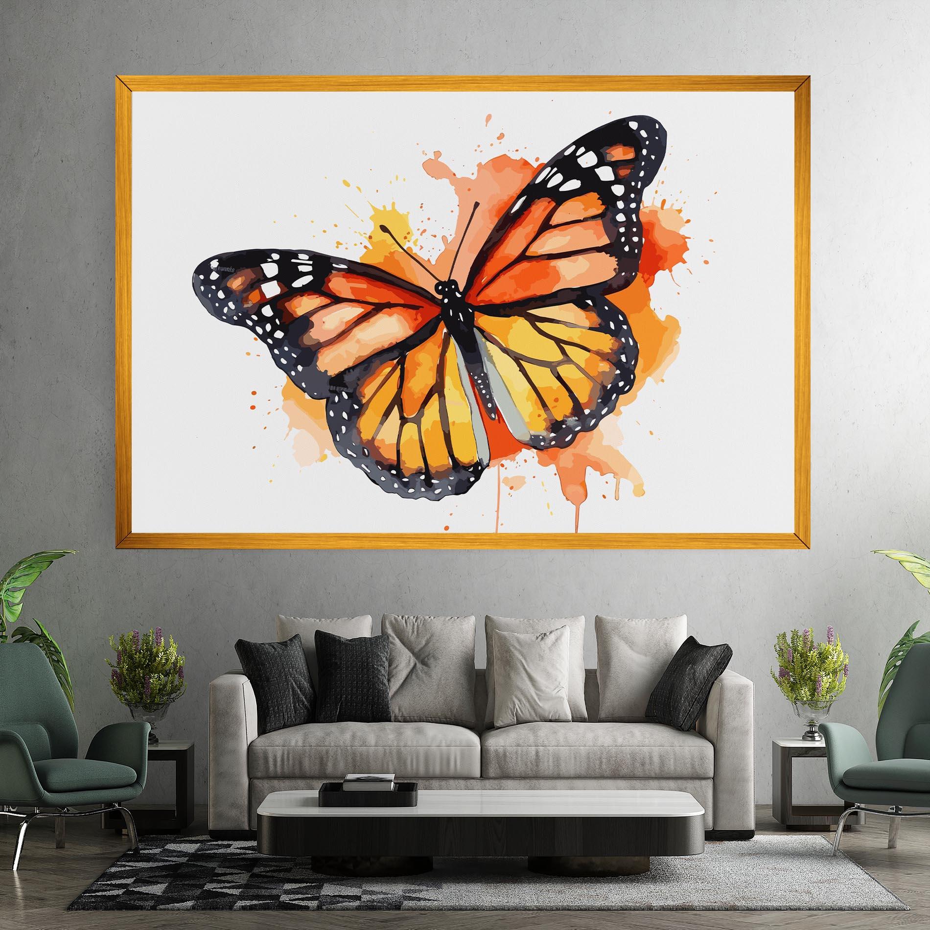 Leinwandbild Orange Watercolor Butterfly mockup 7