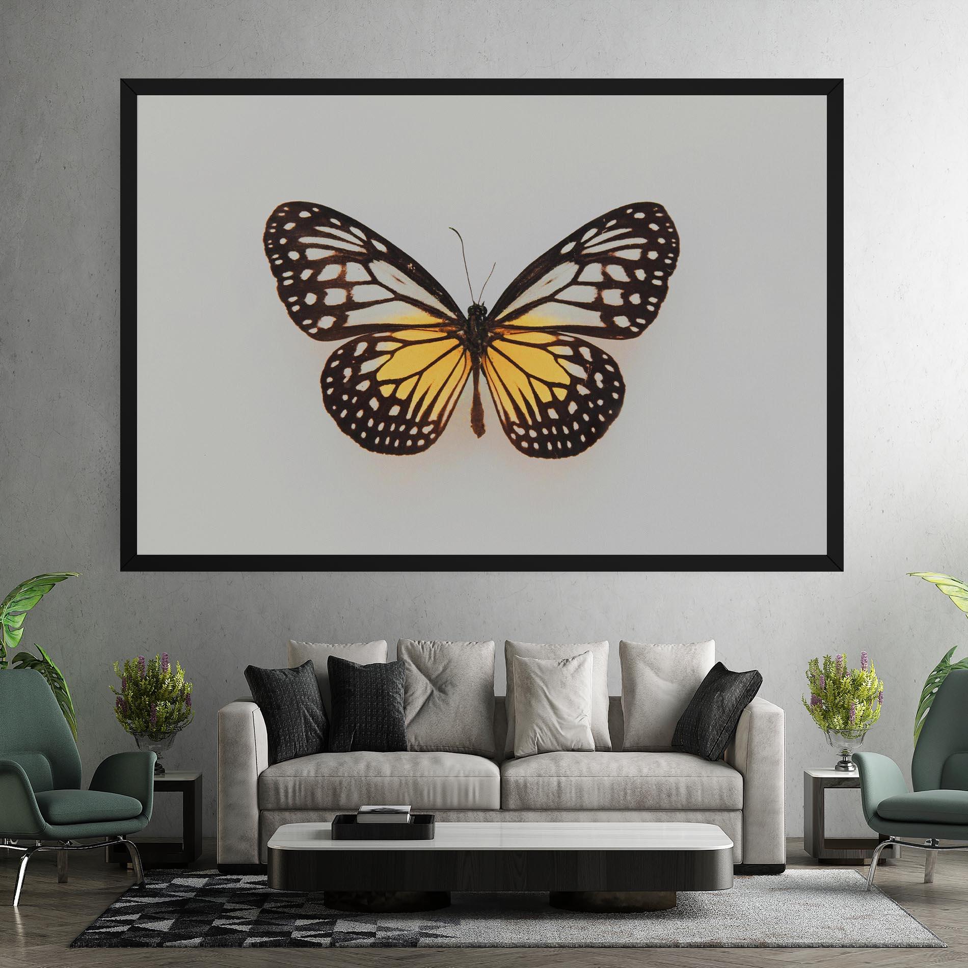 Leinwandbild Butterfly On Grey mockup 7