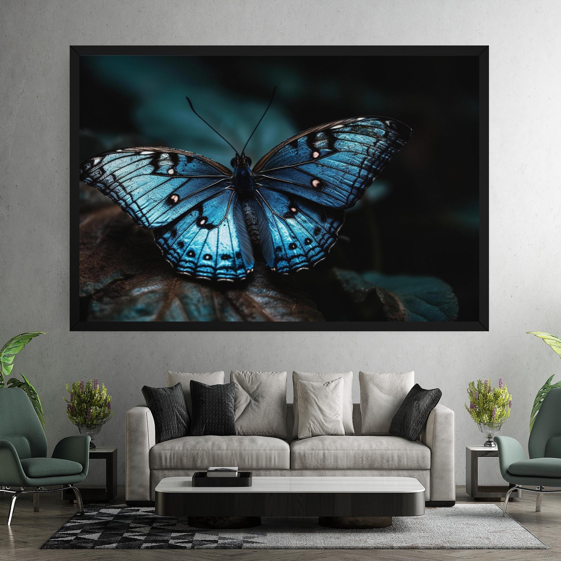 Leinwandbild Dark Blue Buterfly mockup 7