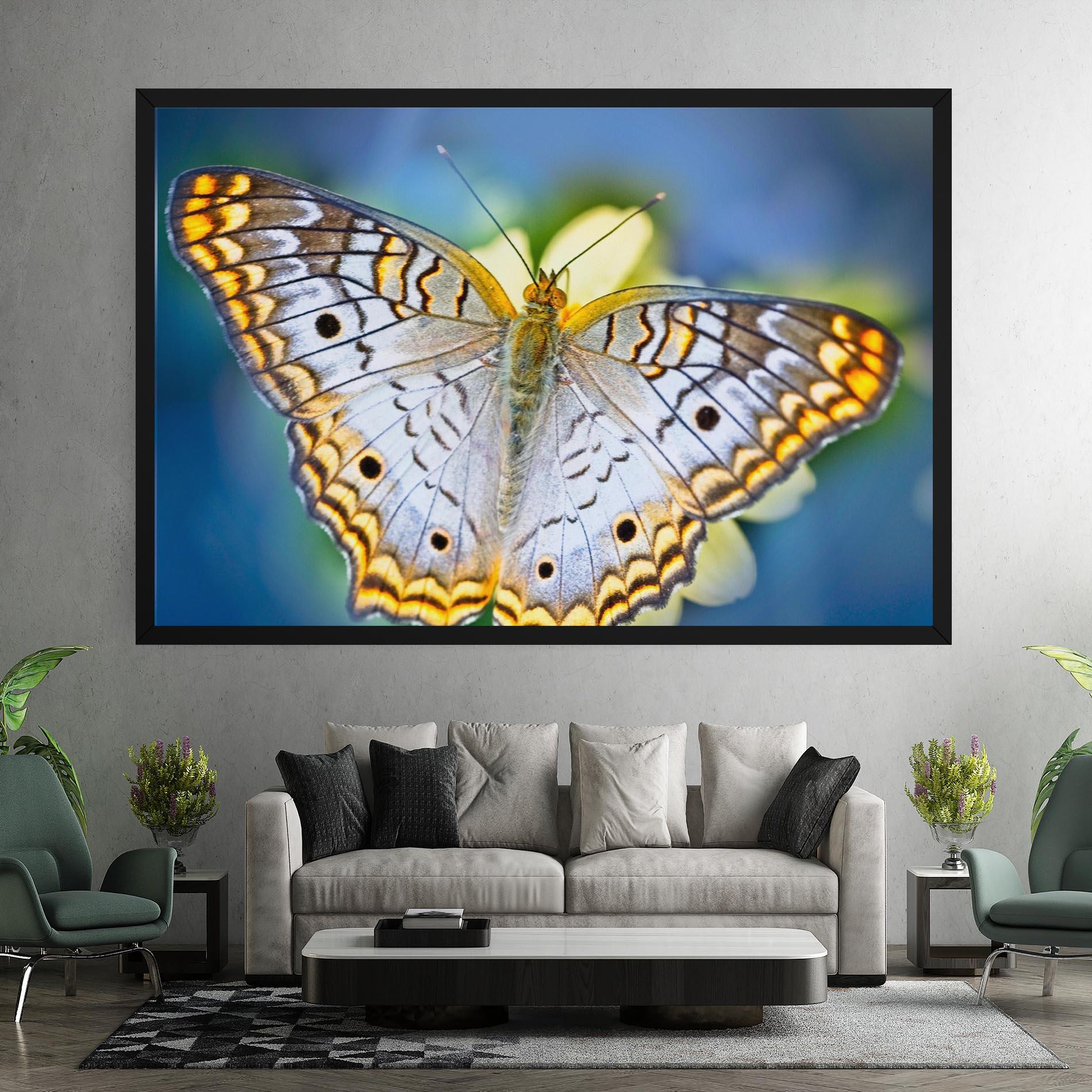 Leinwandbild Yellow Grey Butterfly mockup 7