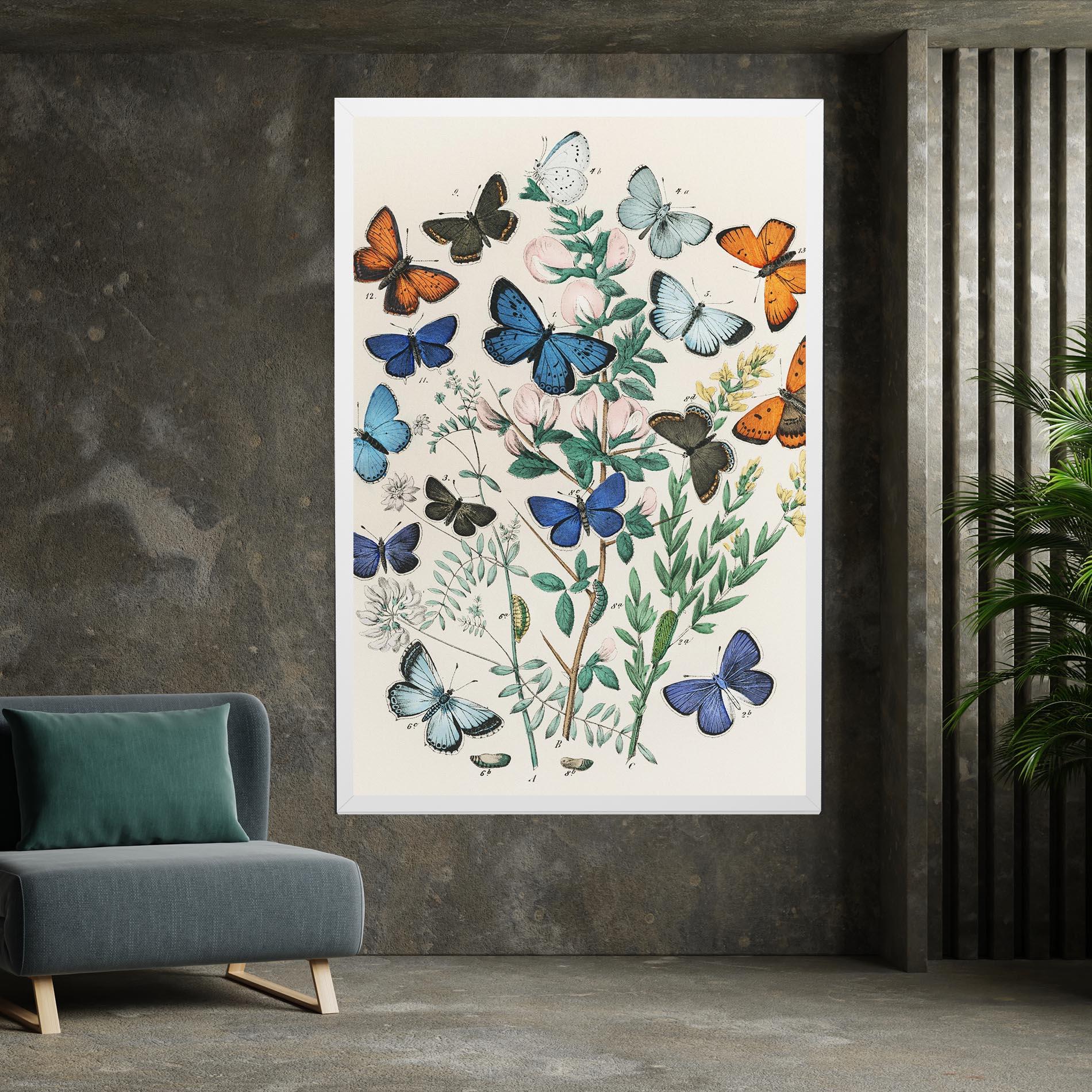 Leinwandbild Blue Orange Butterflies mockup 7