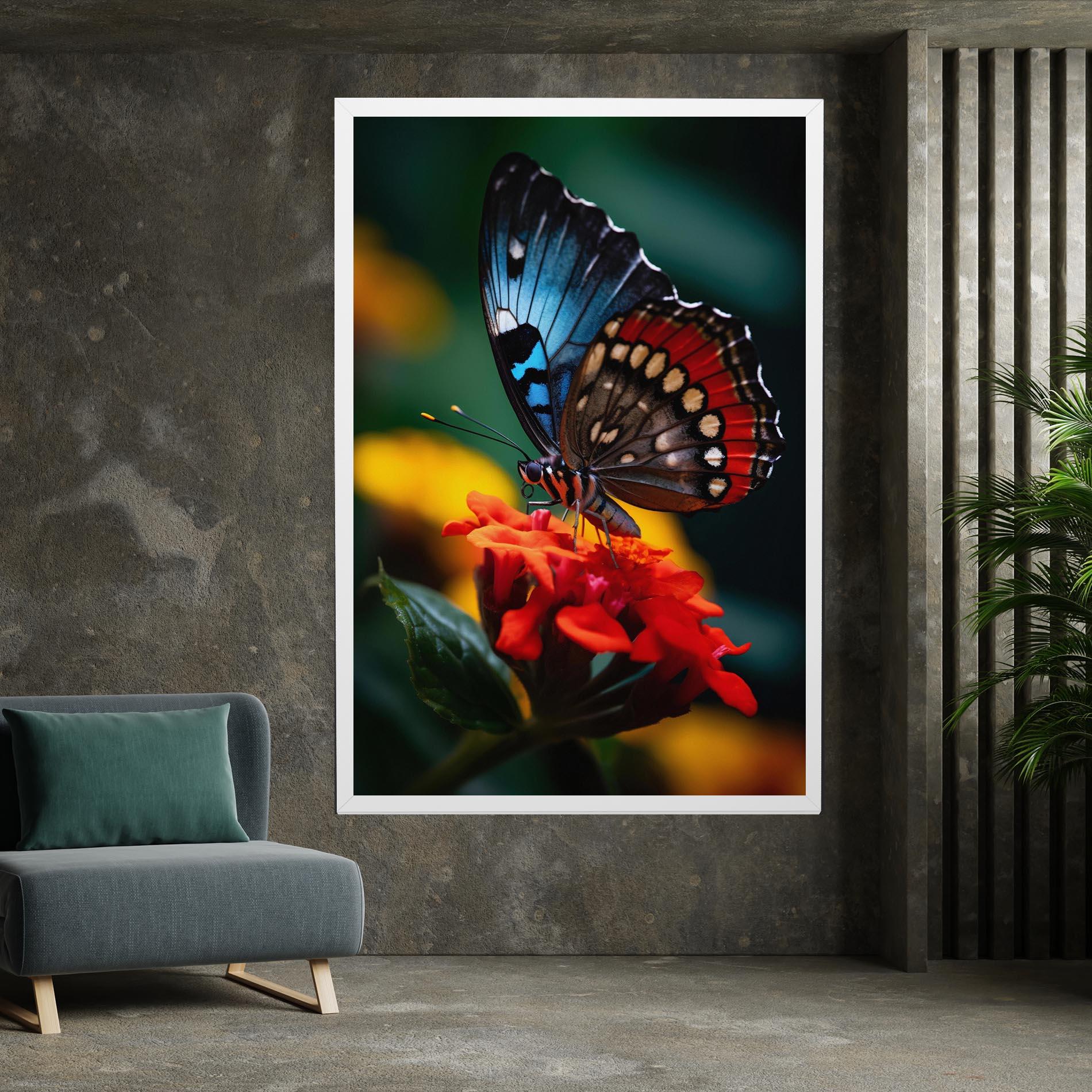 Leinwandbild Blue Red Butterfly mockup 7