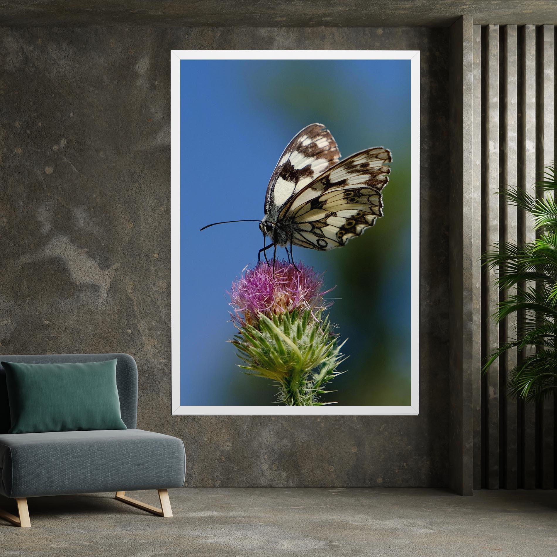 Leinwandbild Grey White Butterfly mockup 7