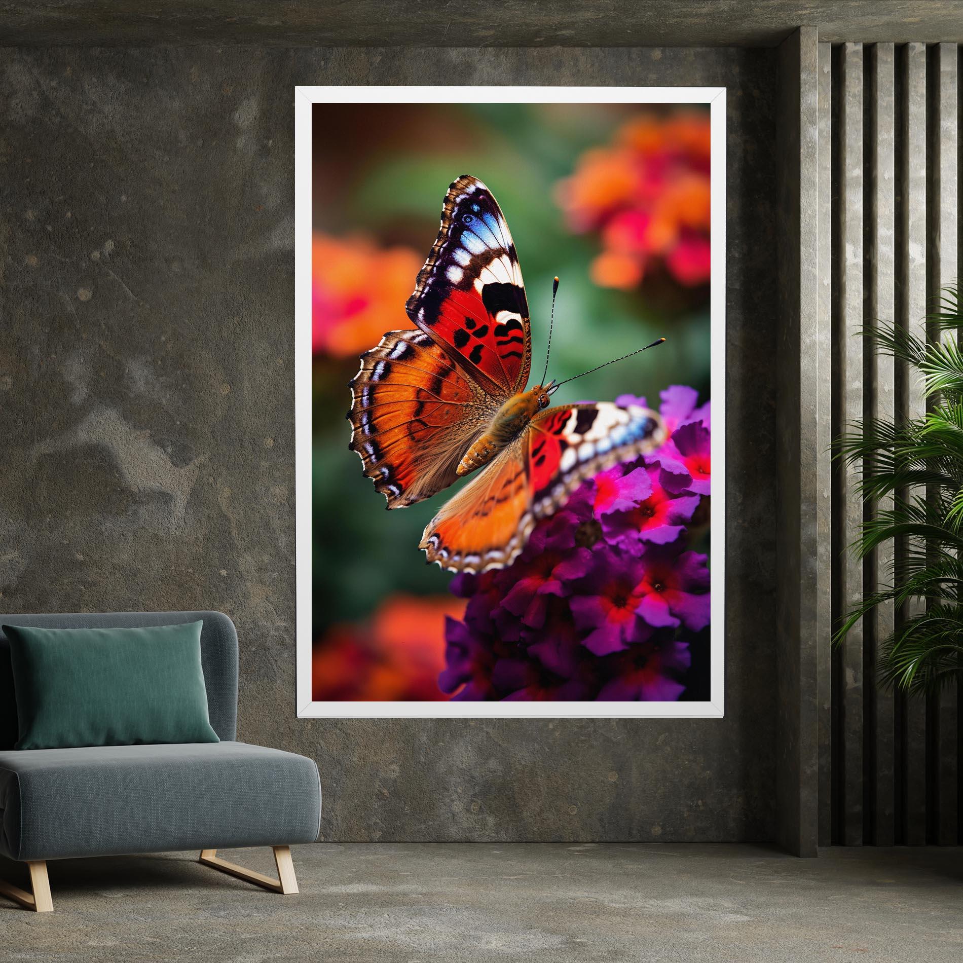 Leinwandbild Red Blue Butterfly mockup 7