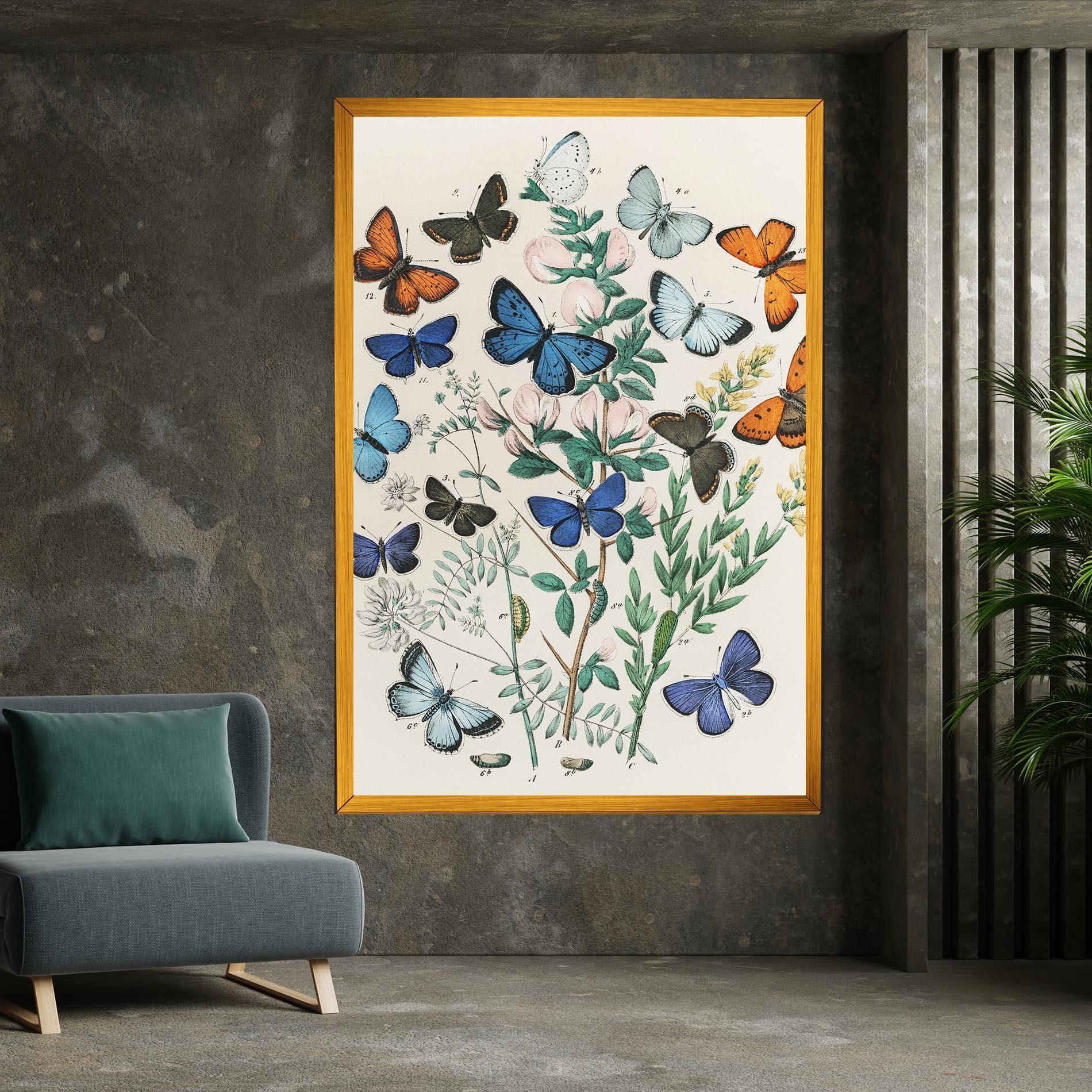 Leinwandbild Blue Orange Butterflies mockup 7