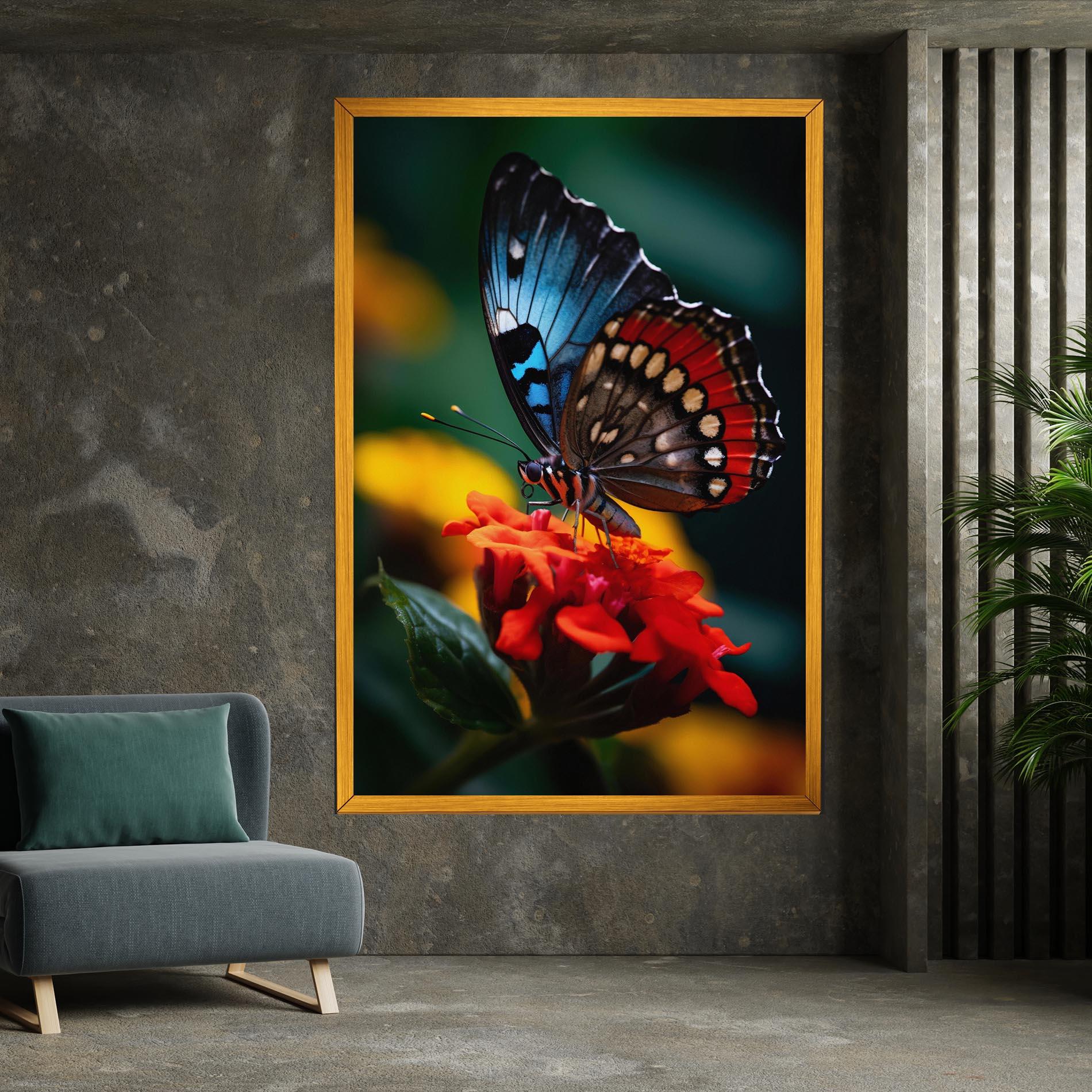 Leinwandbild Blue Red Butterfly mockup 7