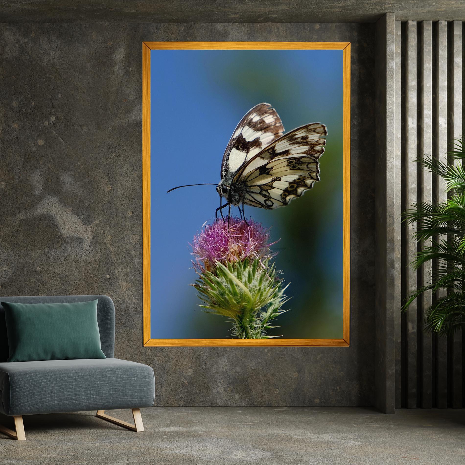 Leinwandbild Grey White Butterfly mockup 7