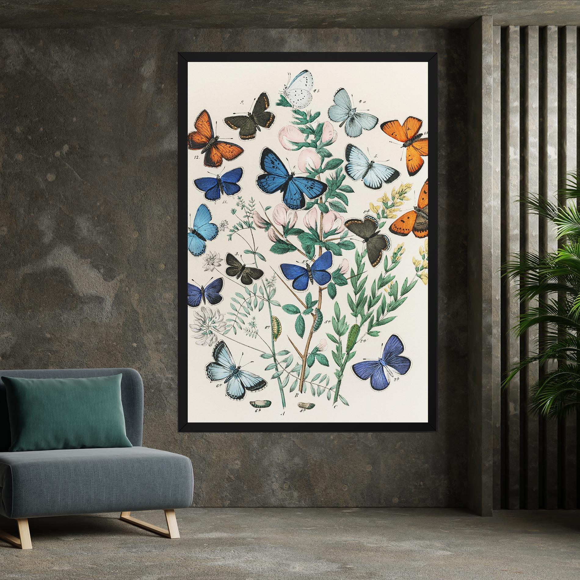 Leinwandbild Blue Orange Butterflies mockup 7