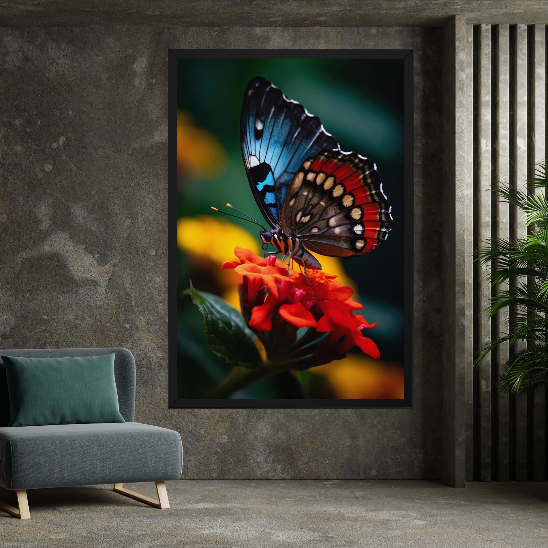Leinwandbild Blue Red Butterfly mockup 7