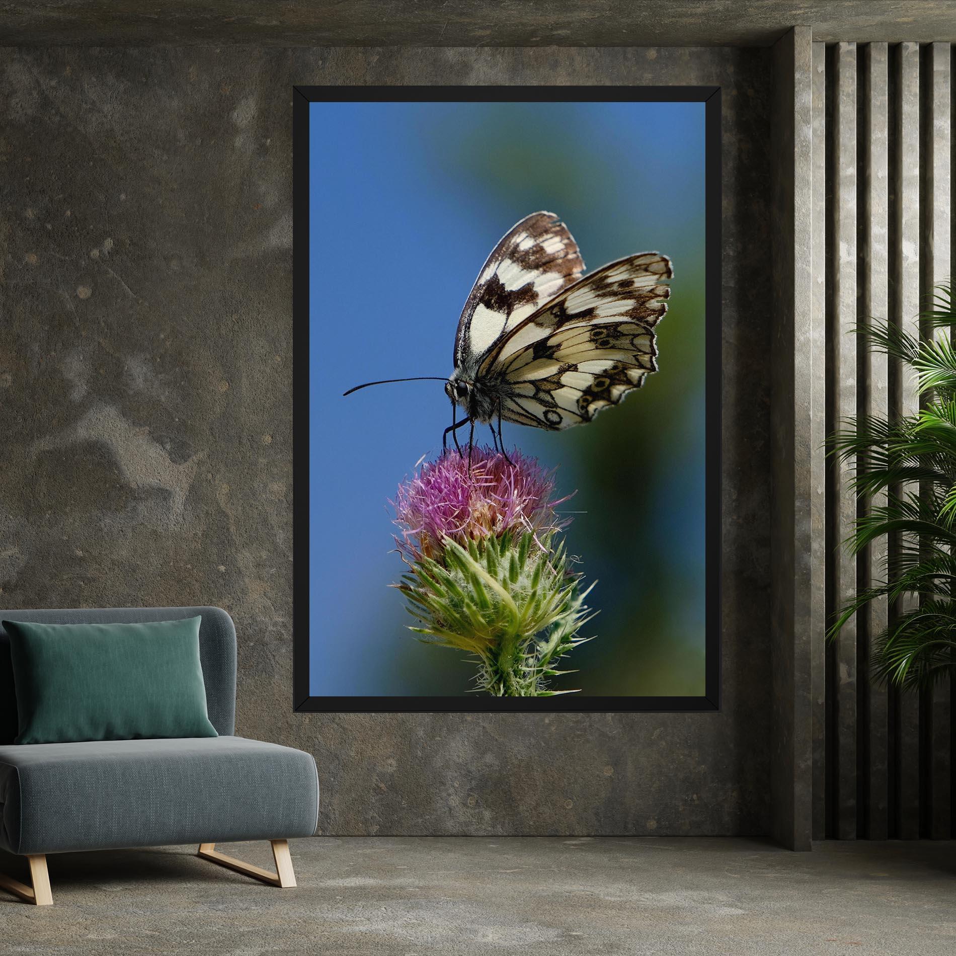Leinwandbild Grey White Butterfly mockup 7