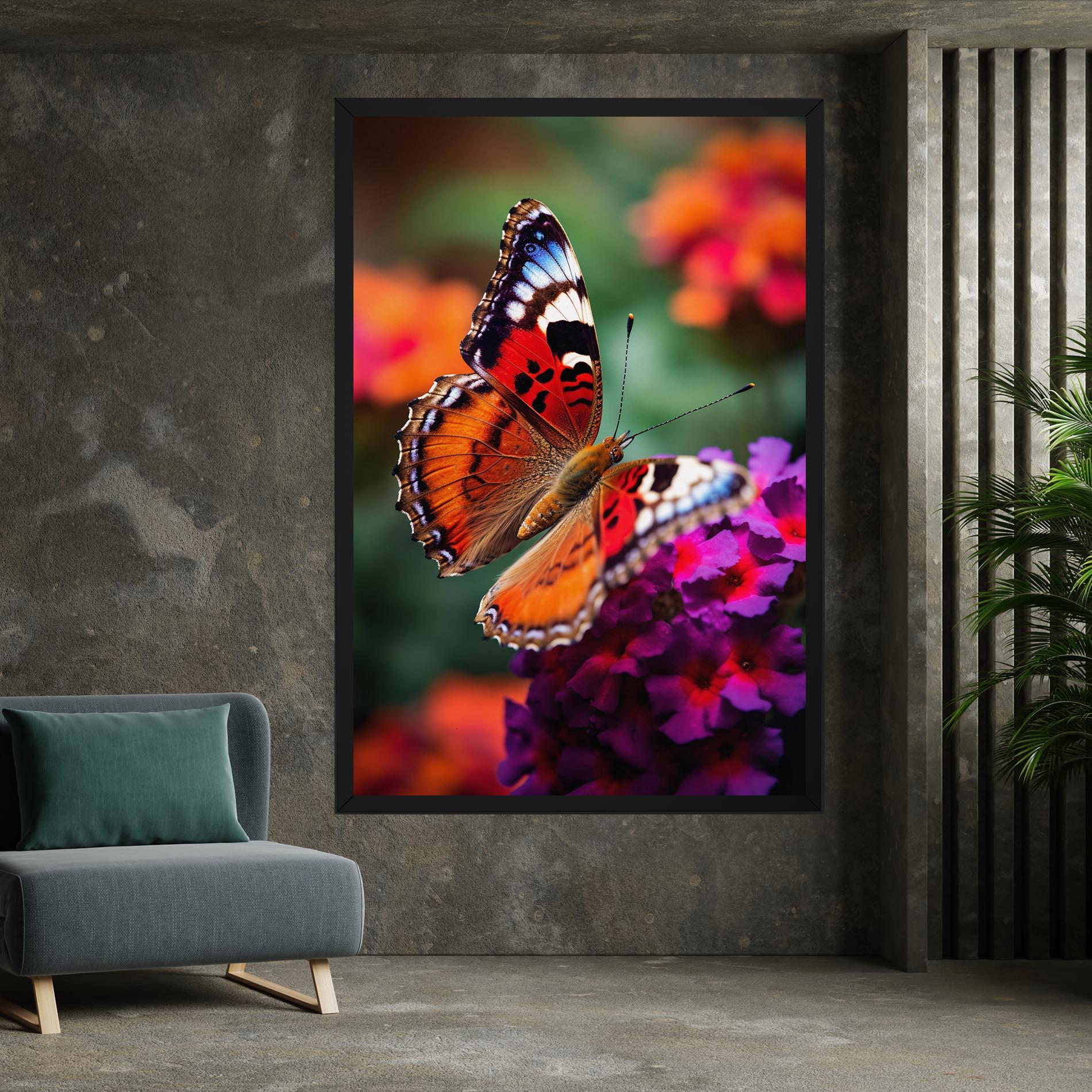 Leinwandbild Red Blue Butterfly mockup 7