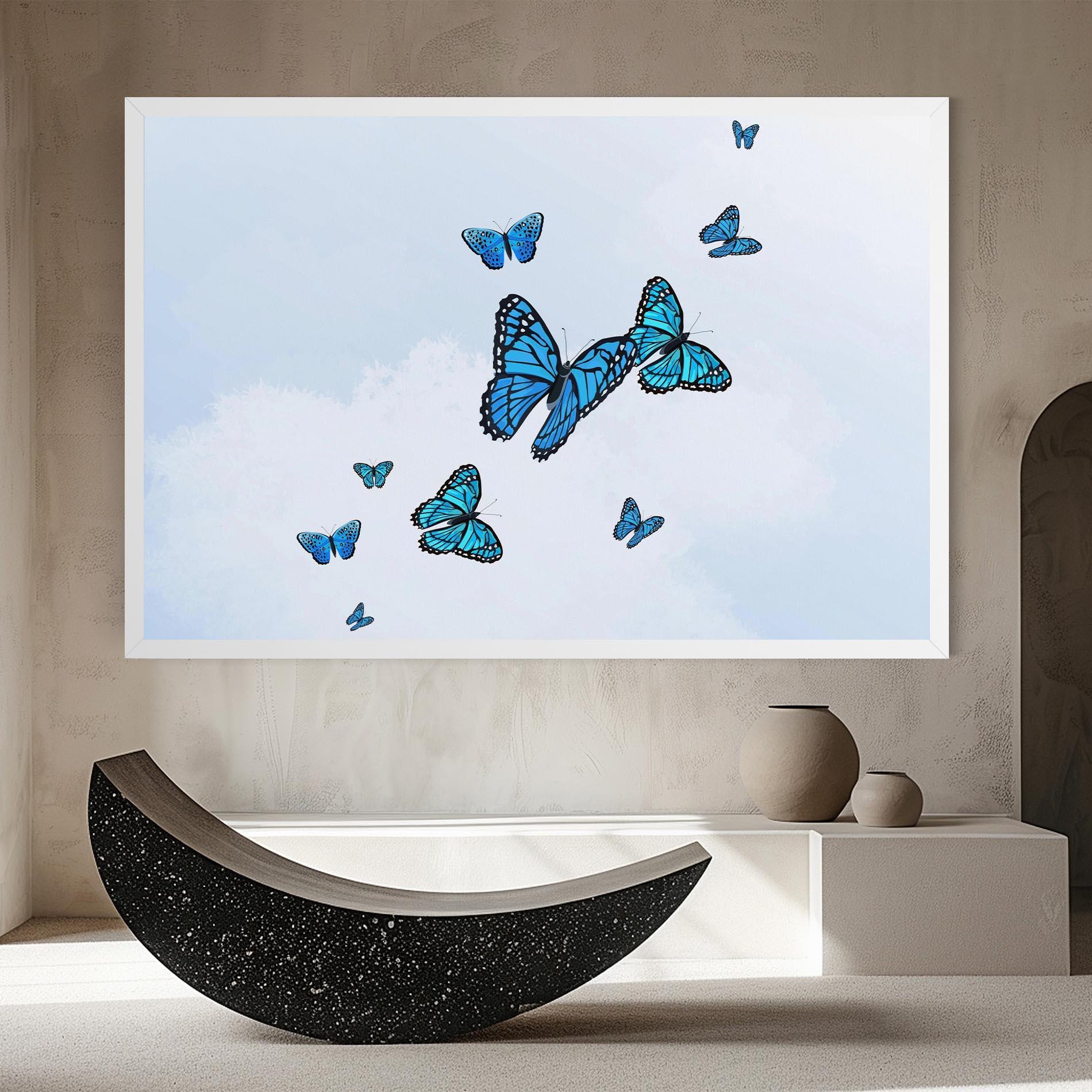 Leinwandbild Blue Sky Butterfly mockup 8