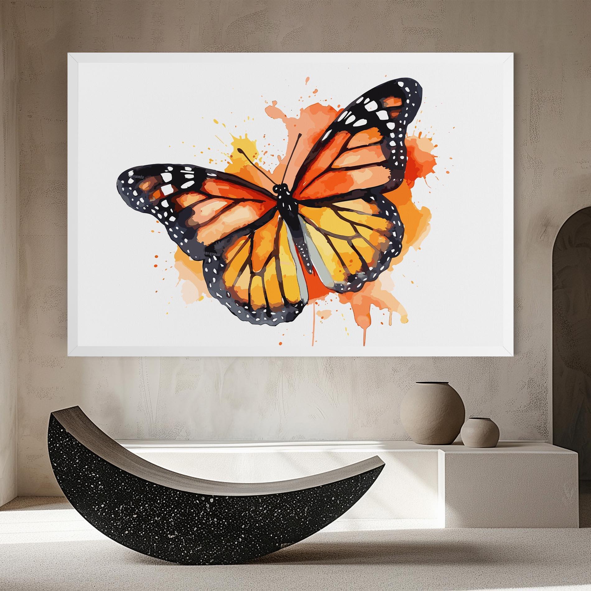 Leinwandbild Orange Watercolor Butterfly mockup 8