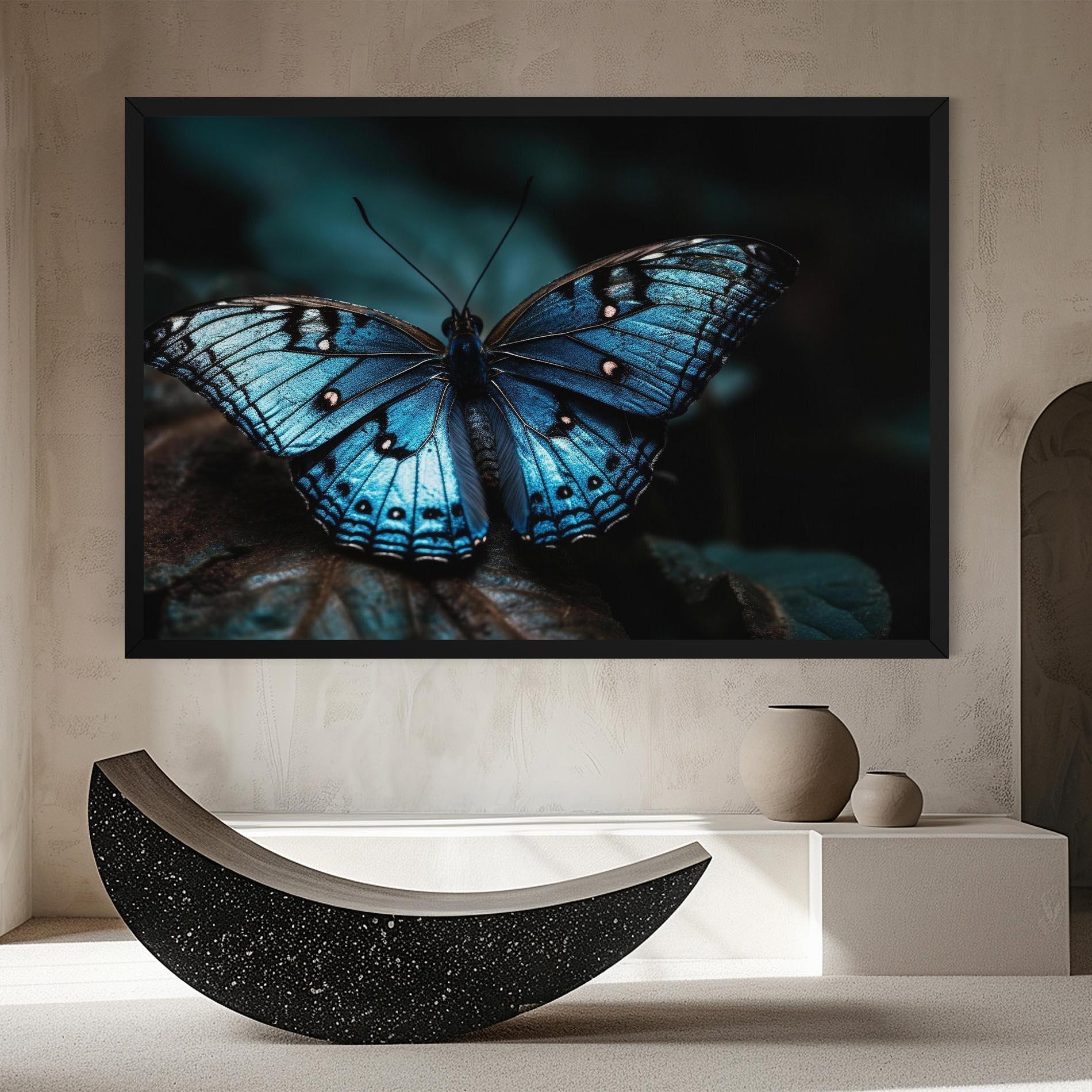 Leinwandbild Dark Blue Buterfly mockup 8