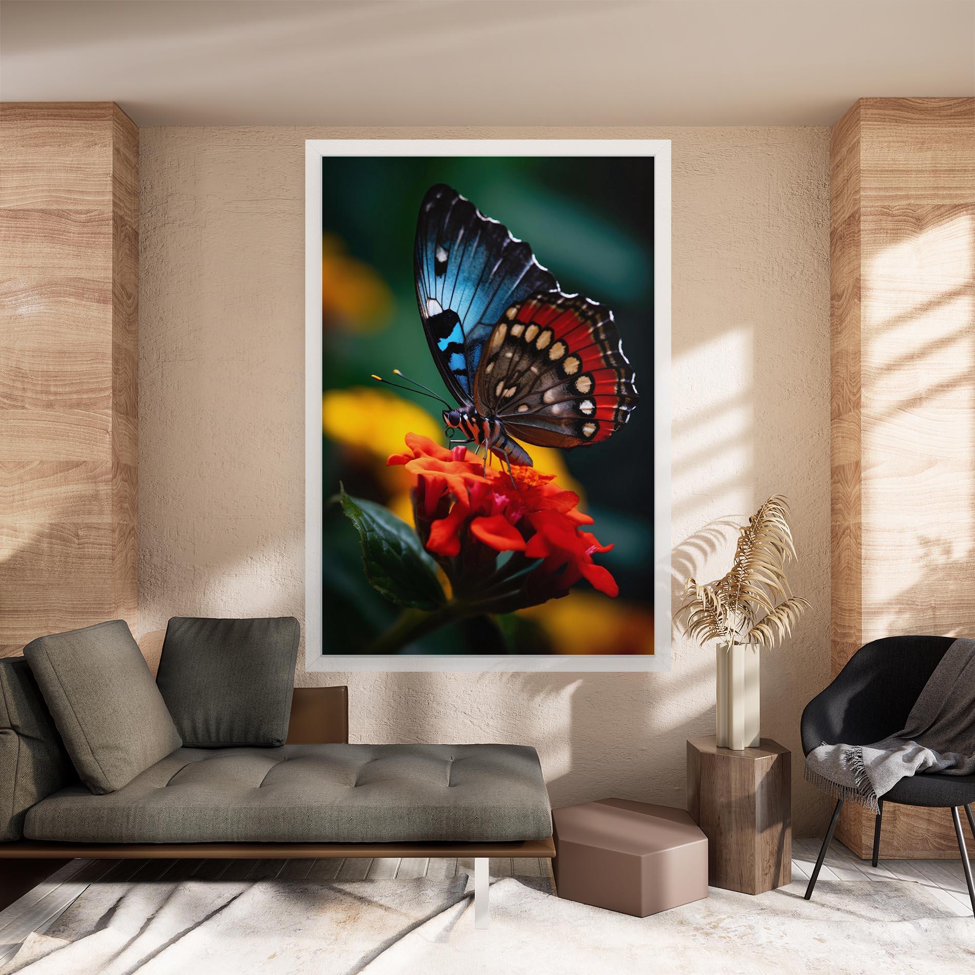 Leinwandbild Blue Red Butterfly mockup 8