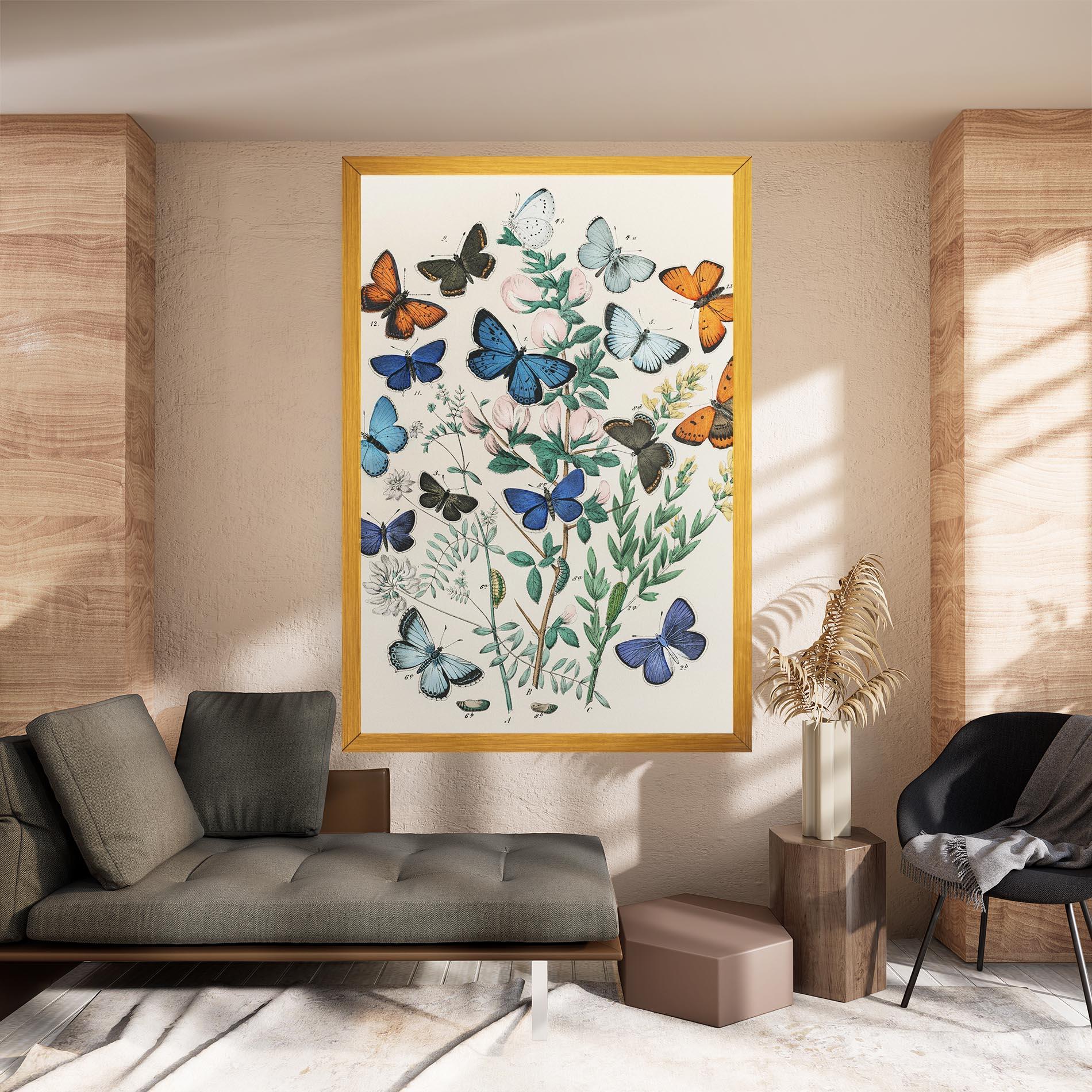 Leinwandbild Blue Orange Butterflies mockup 8