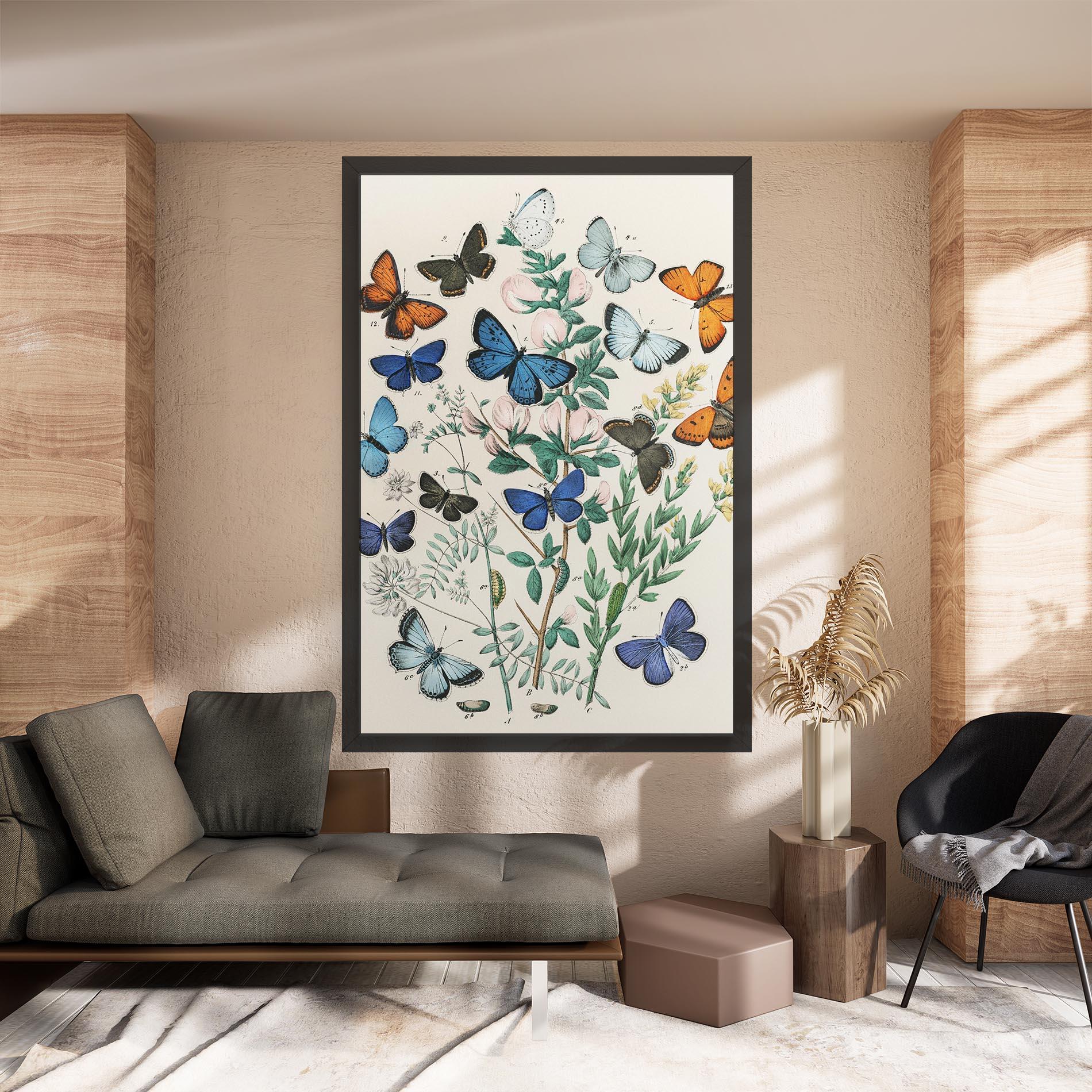 Leinwandbild Blue Orange Butterflies mockup 8