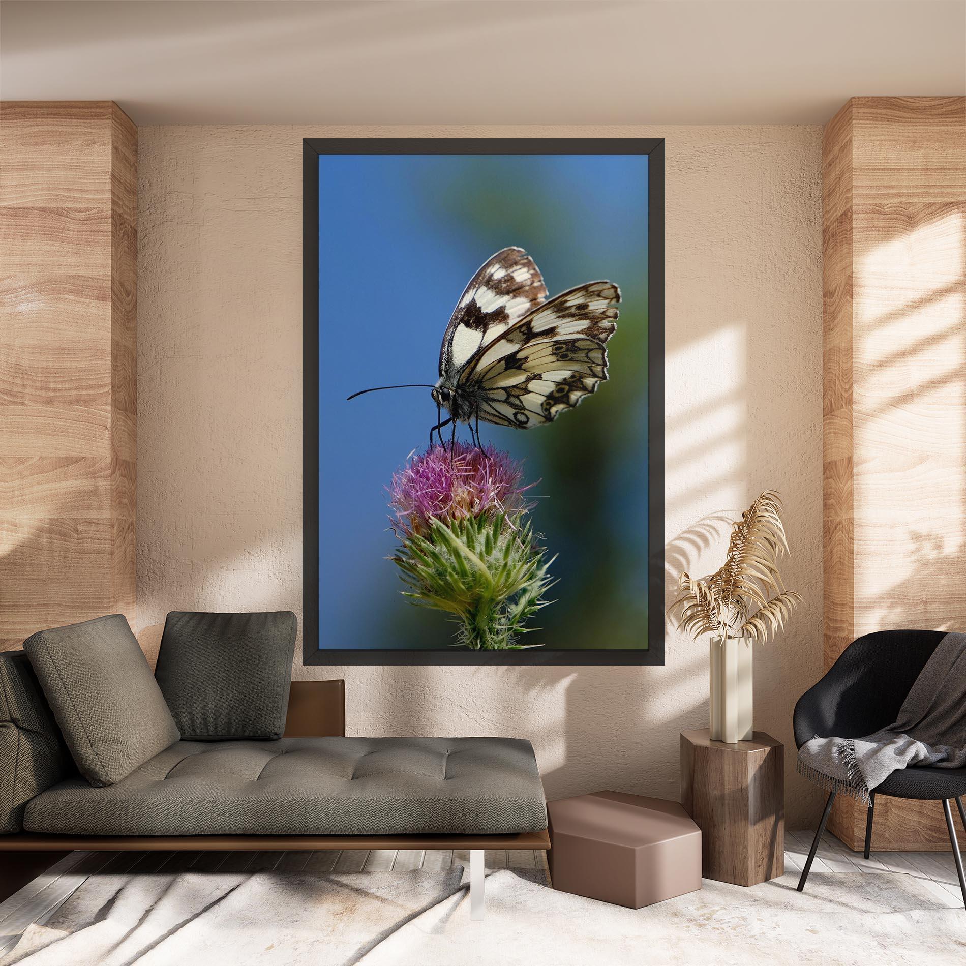 Leinwandbild Grey White Butterfly mockup 8