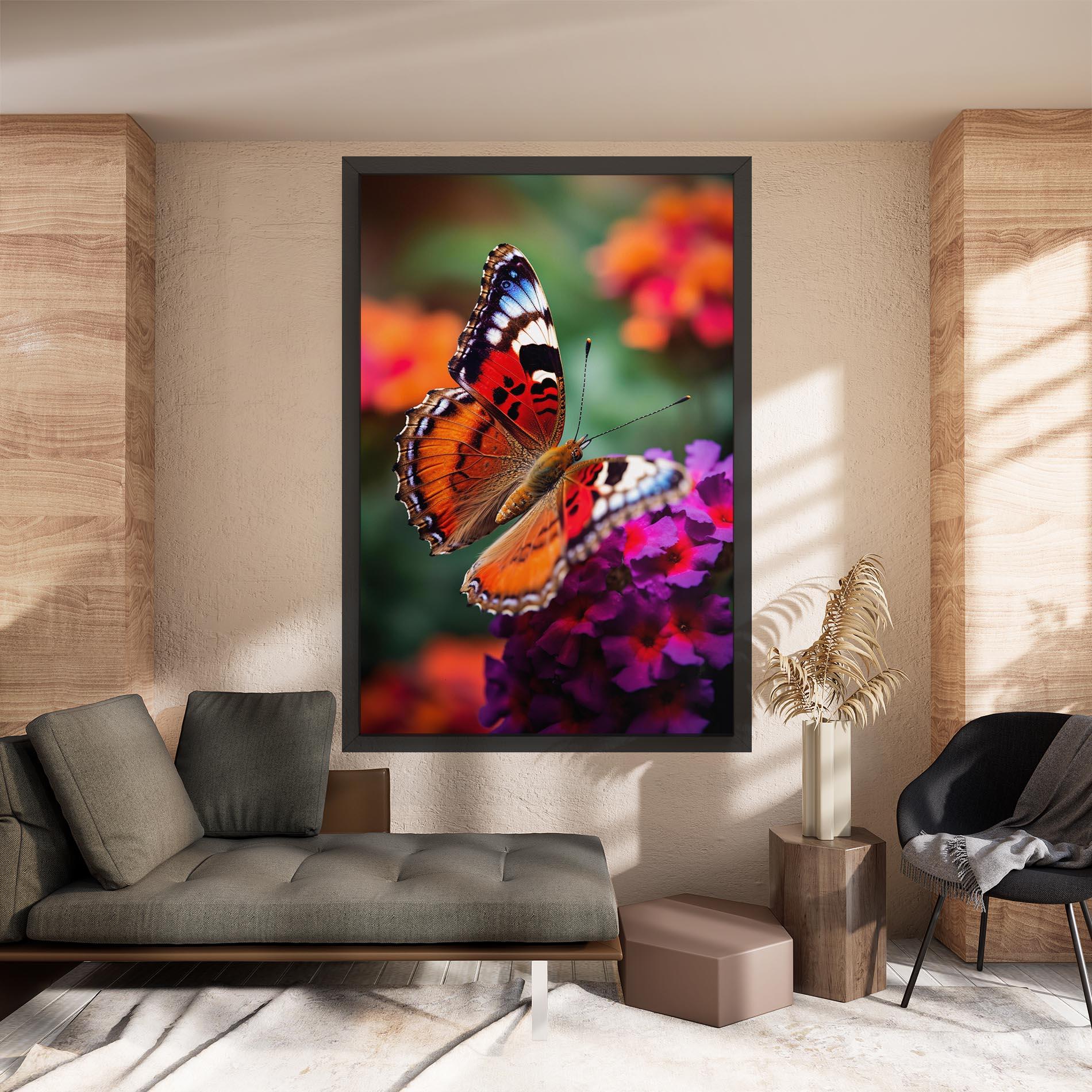 Leinwandbild Red Blue Butterfly mockup 8