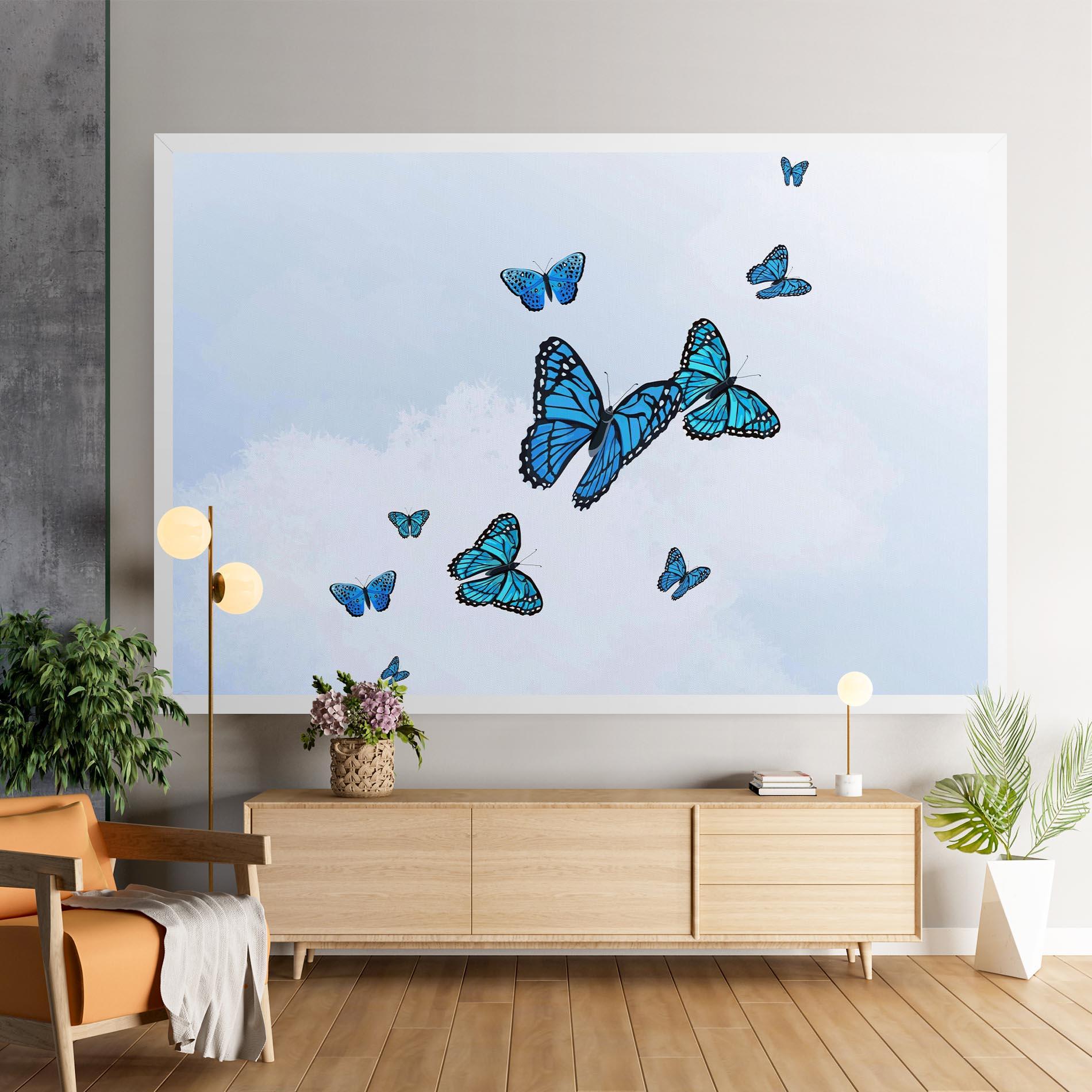 Leinwandbild Blue Sky Butterfly mockup 9