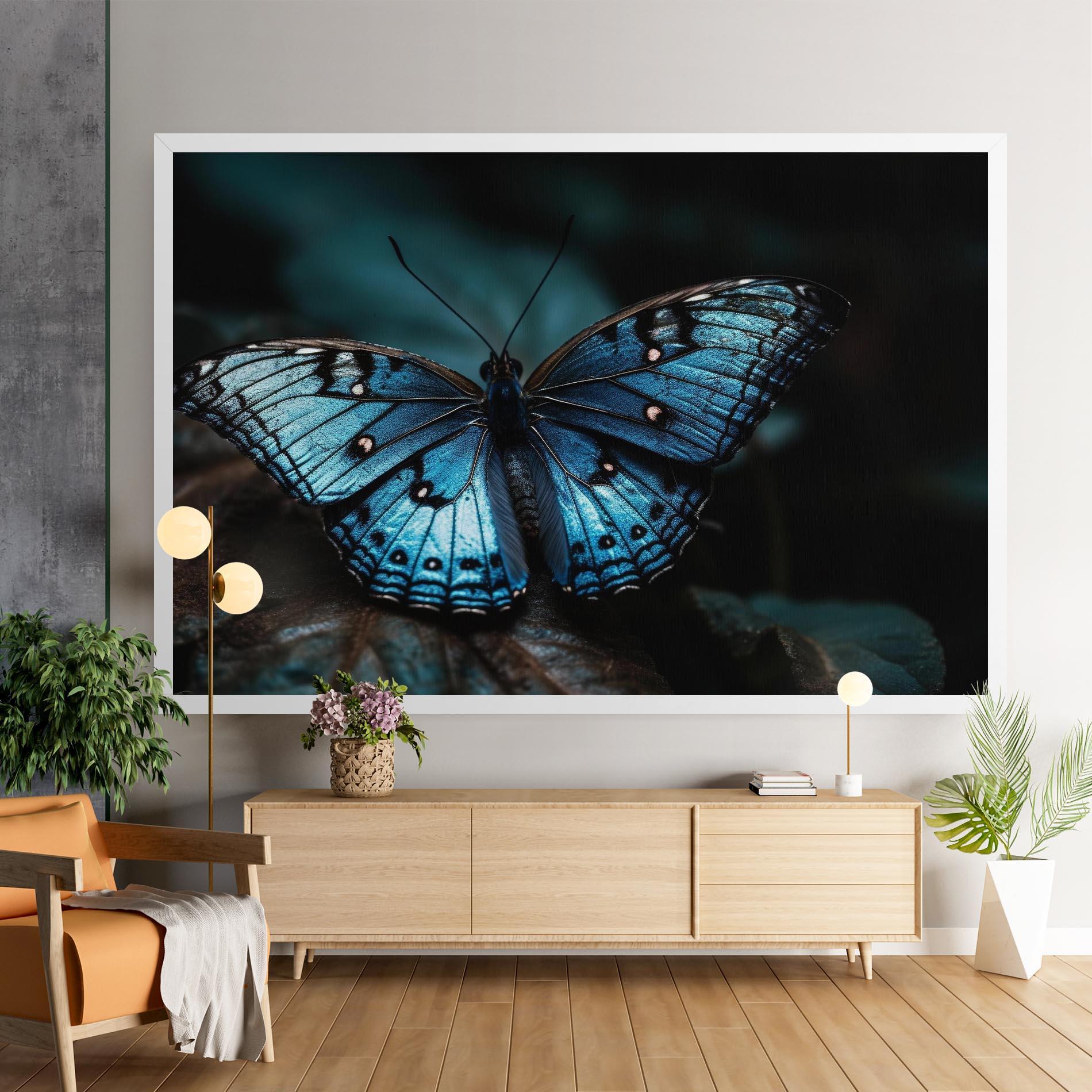 Leinwandbild Dark Blue Buterfly mockup 9