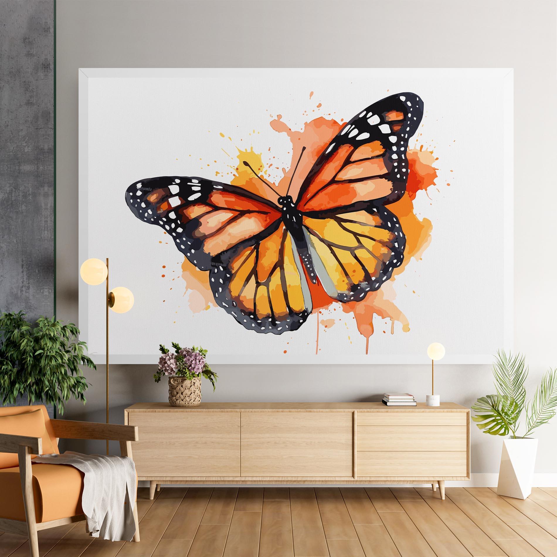 Leinwandbild Orange Watercolor Butterfly mockup 9