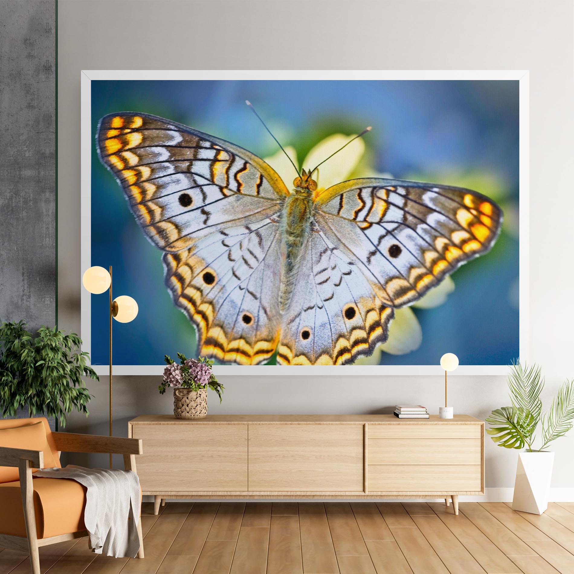 Leinwandbild Yellow Grey Butterfly mockup 9