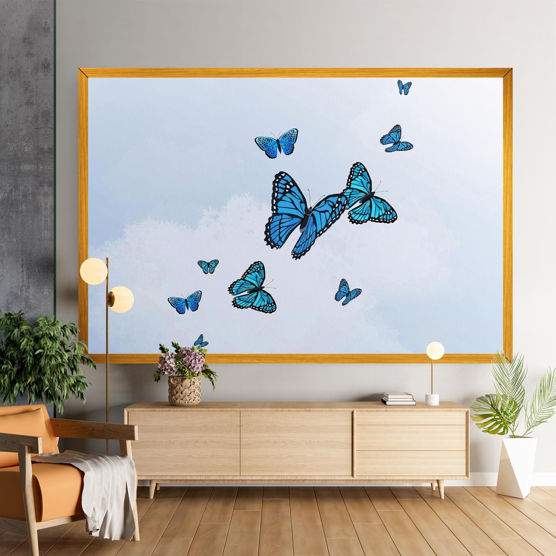 Leinwandbild Blue Sky Butterfly mockup 9
