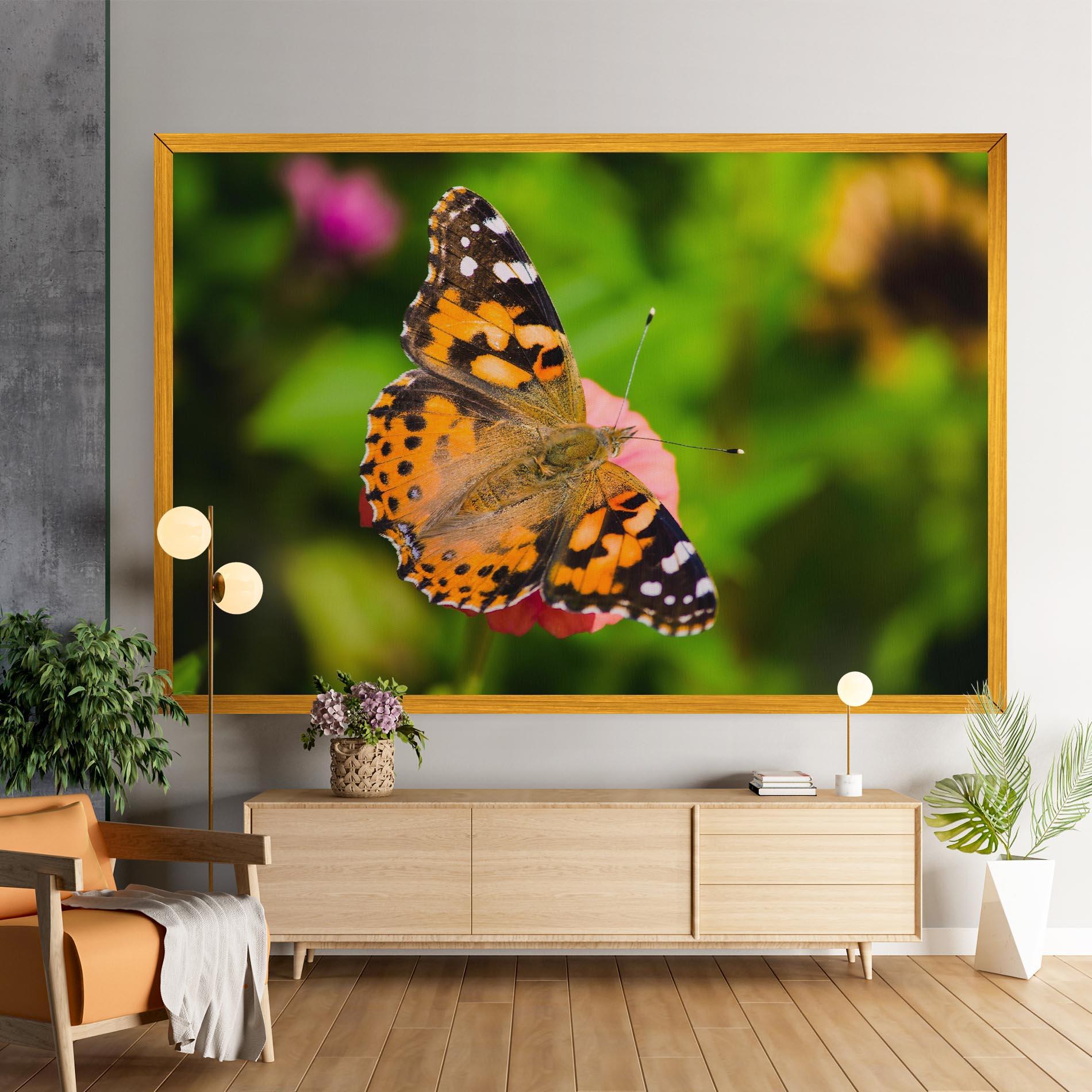Leinwandbild Butterfly On Flower mockup 9