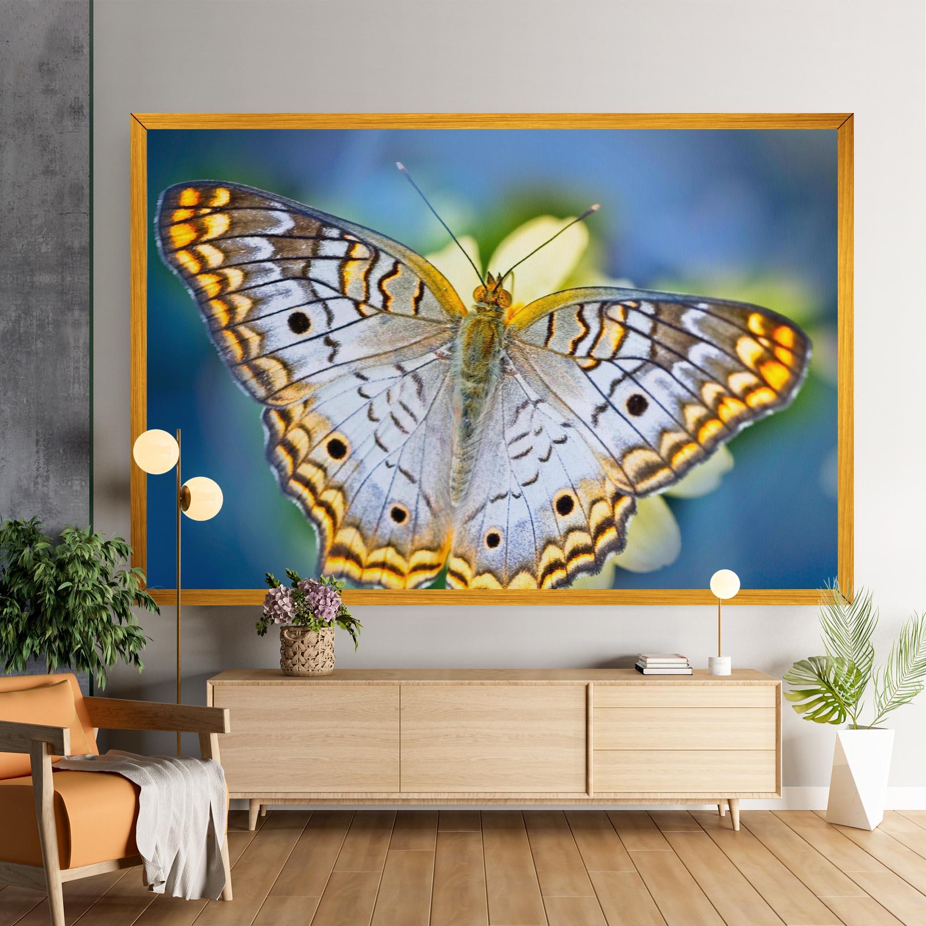 Leinwandbild Yellow Grey Butterfly mockup 9