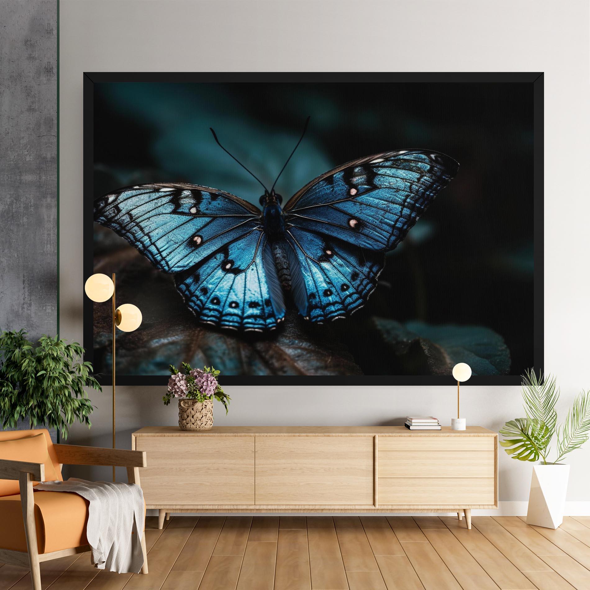 Leinwandbild Dark Blue Buterfly mockup 9