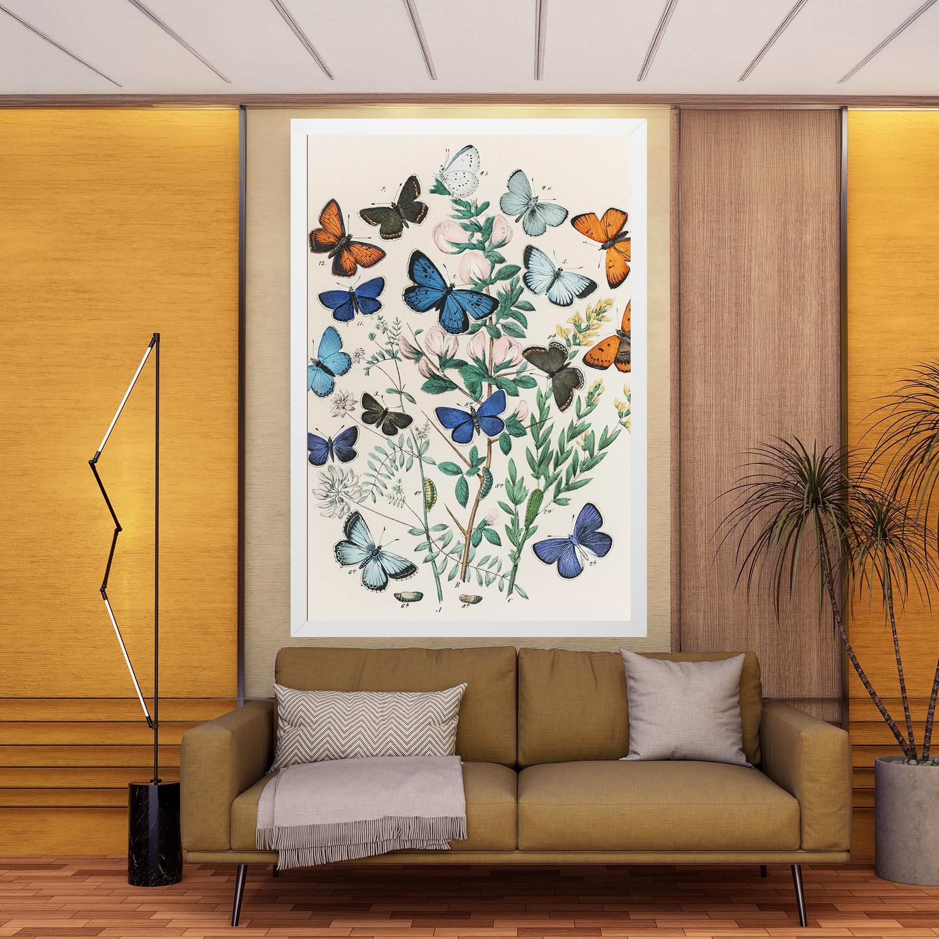 Leinwandbild Blue Orange Butterflies mockup 9