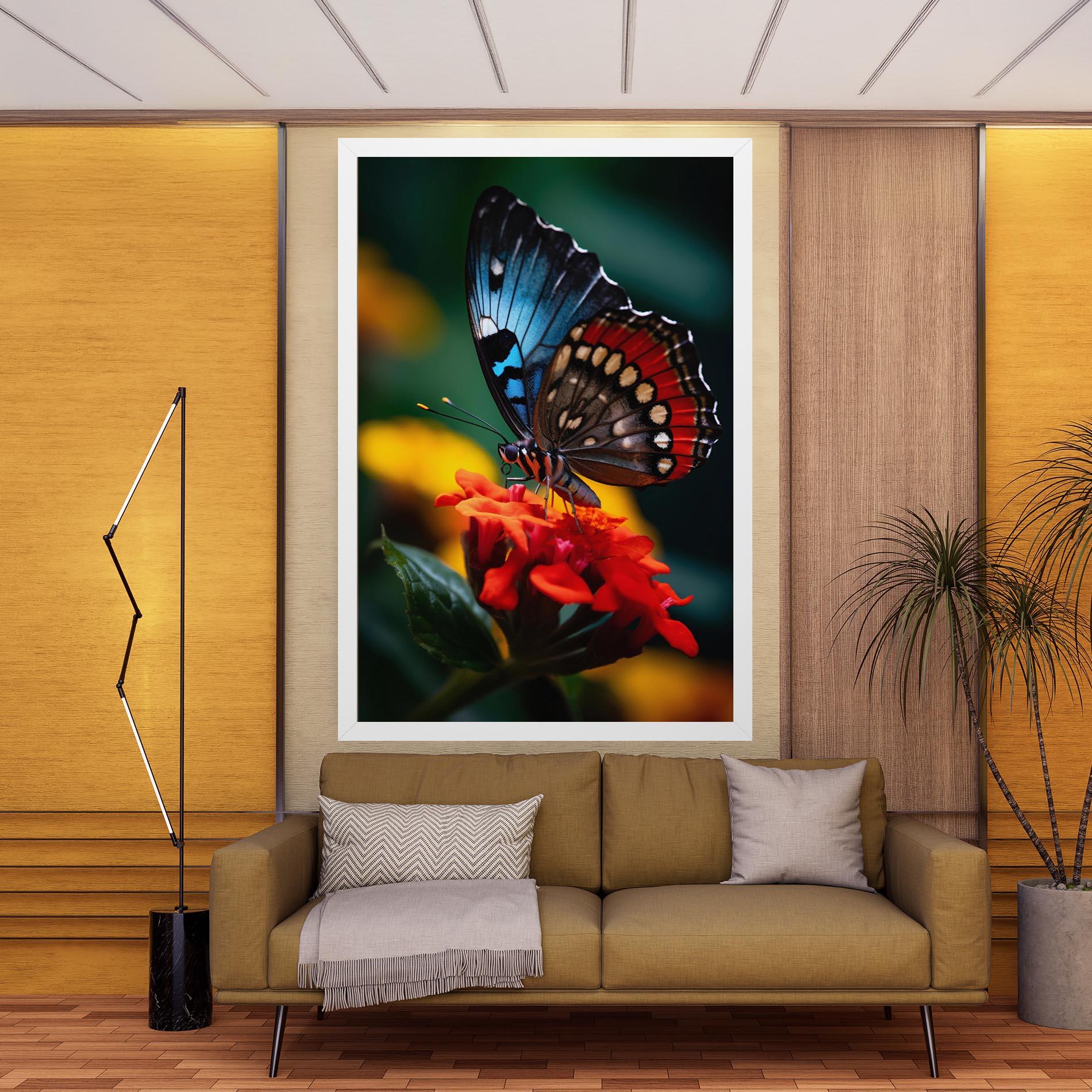 Leinwandbild Blue Red Butterfly mockup 9