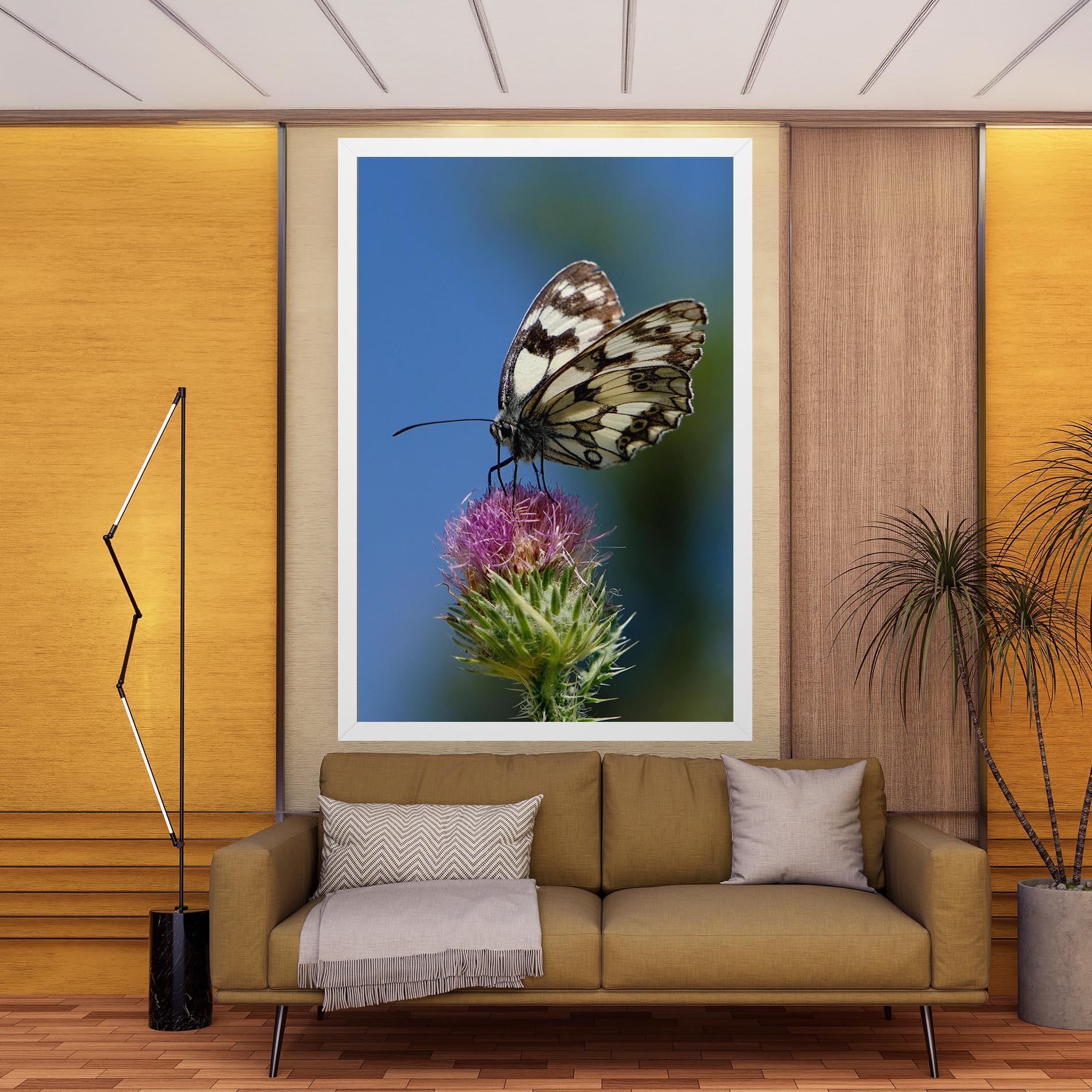 Leinwandbild Grey White Butterfly mockup 9