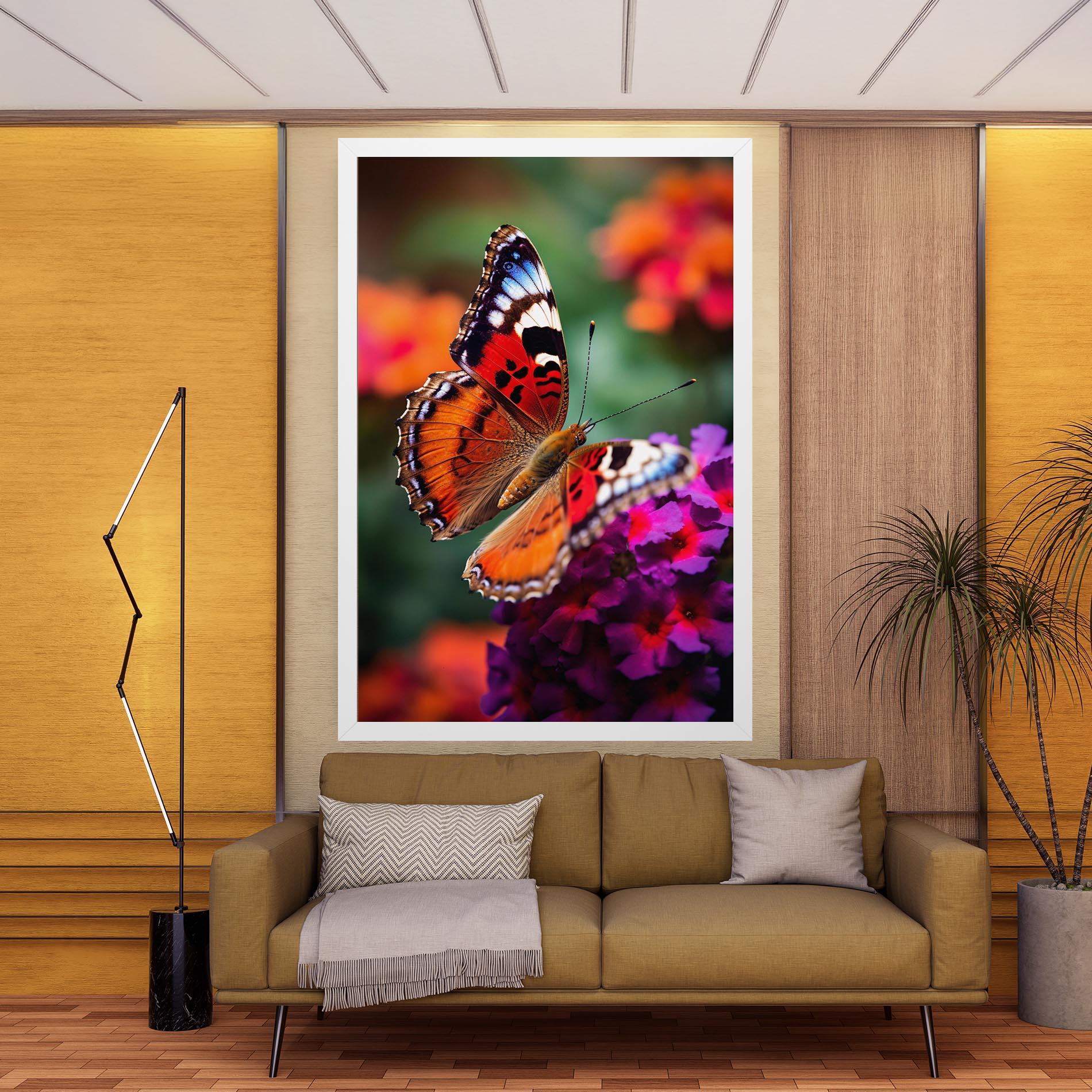 Leinwandbild Red Blue Butterfly mockup 9