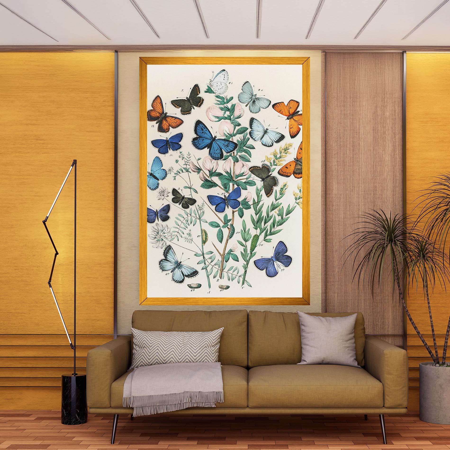 Leinwandbild Blue Orange Butterflies mockup 9