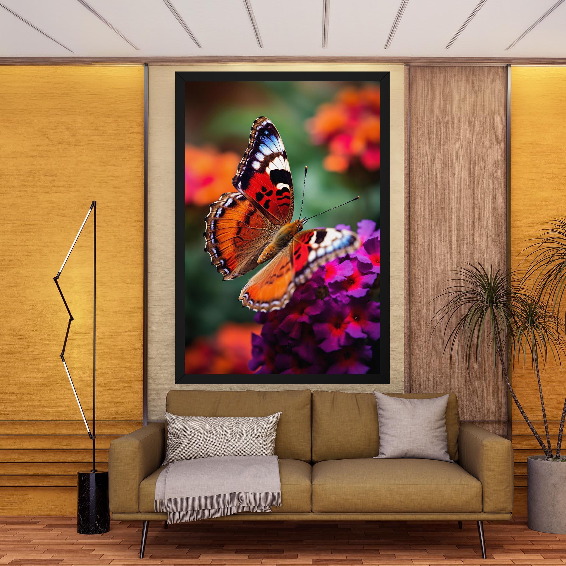 Leinwandbild Red Blue Butterfly mockup 9