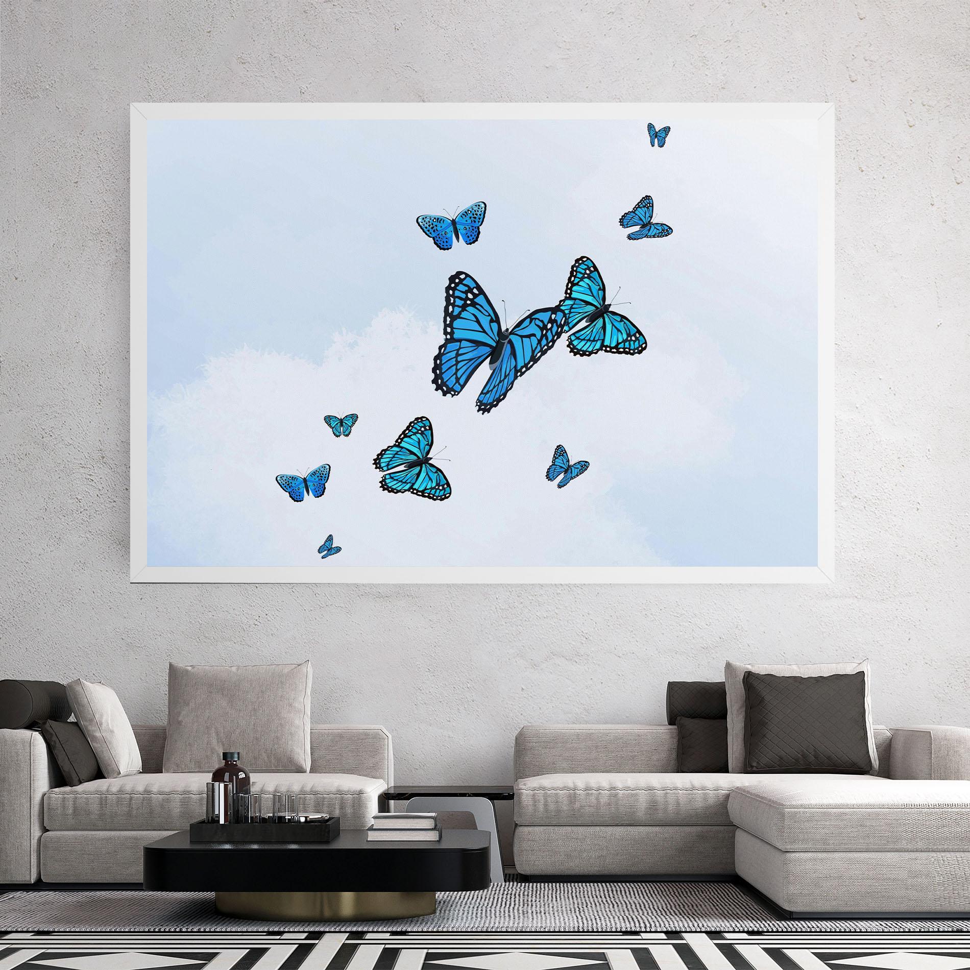 Leinwandbild Blue Sky Butterfly mockup 2