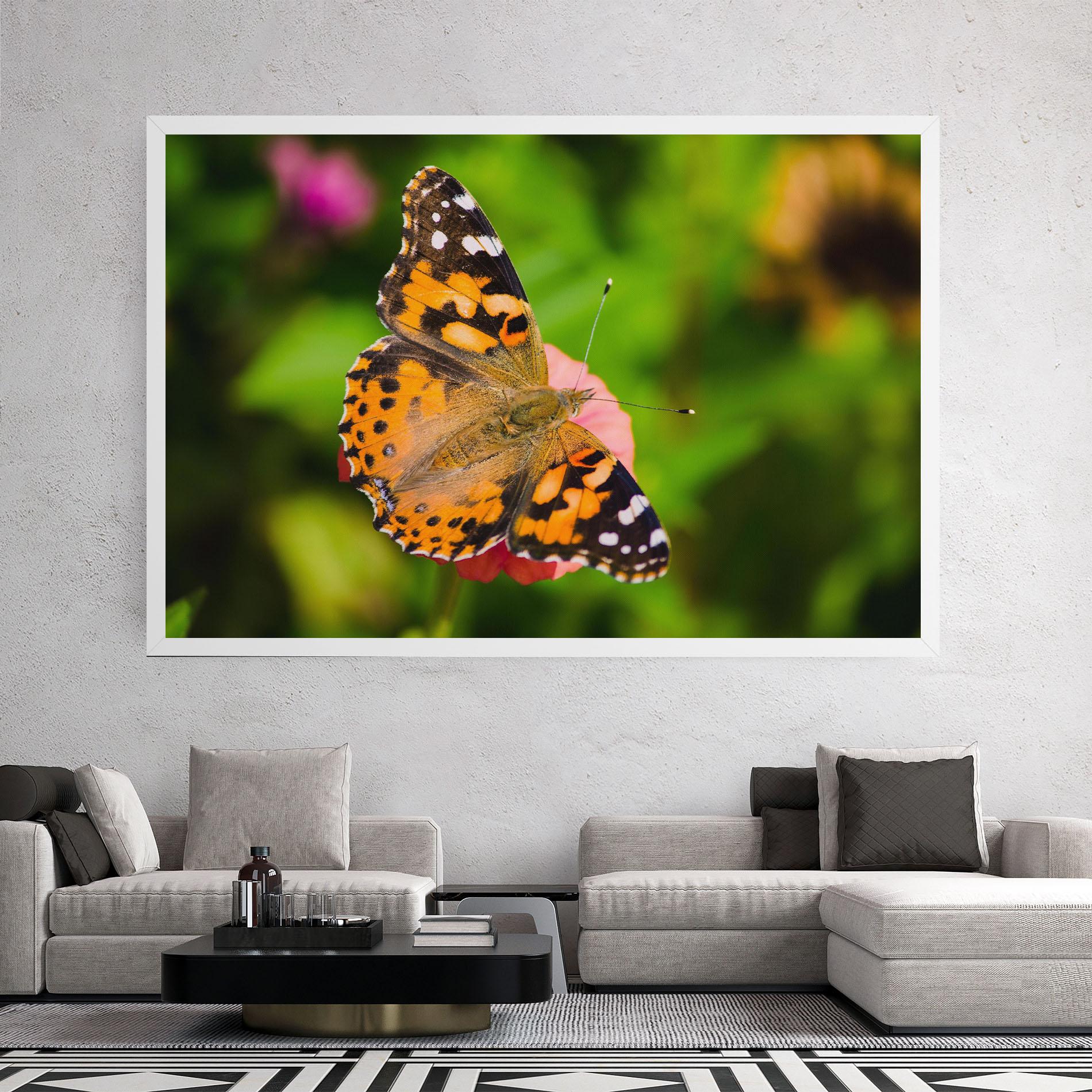Leinwandbild Butterfly On Flower mockup 2
